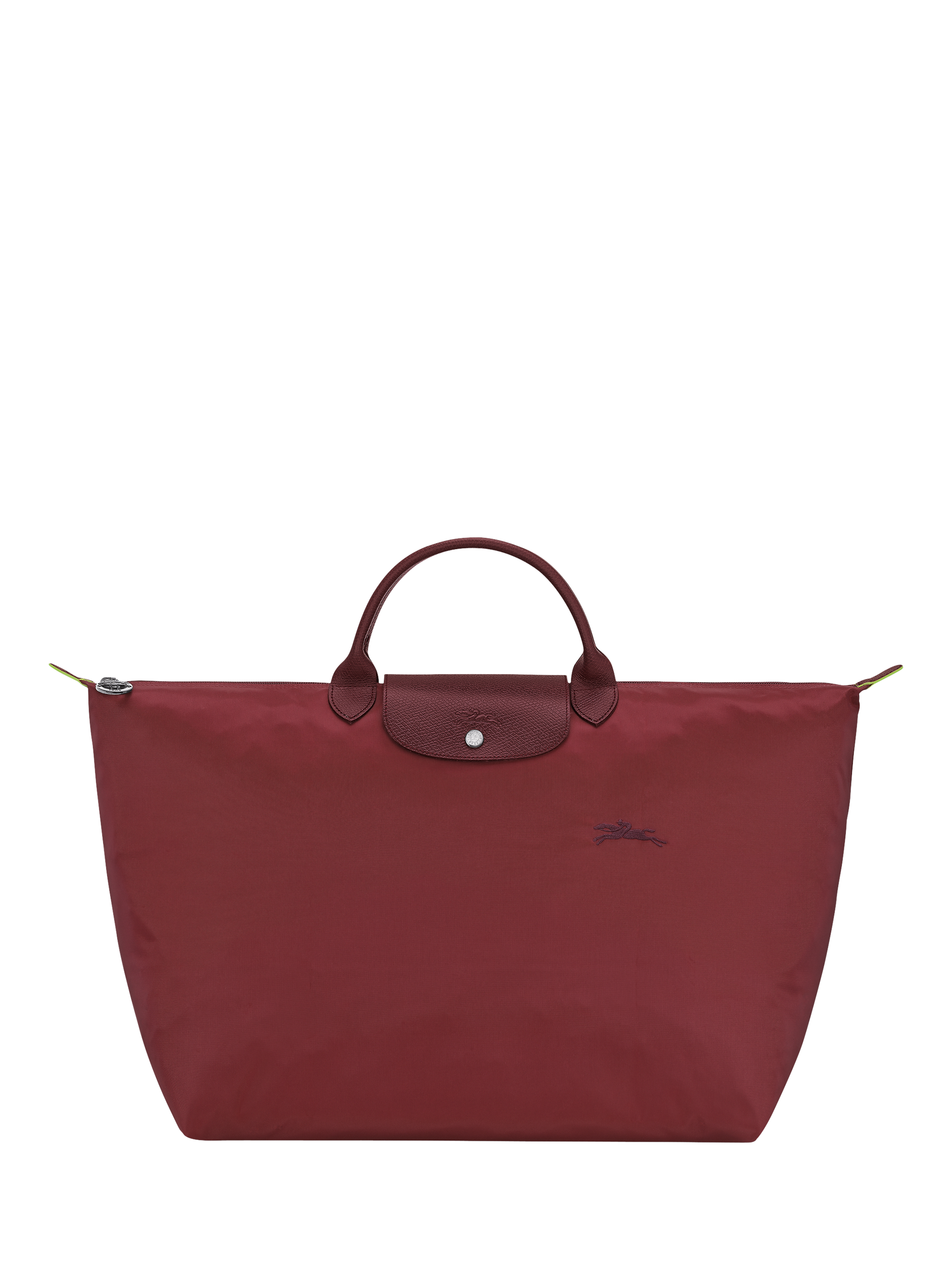 Product image 1 of 4, which shows Longchamp Le Pliage Green Recycled Canvas Large Travel Bag, Pomegranate