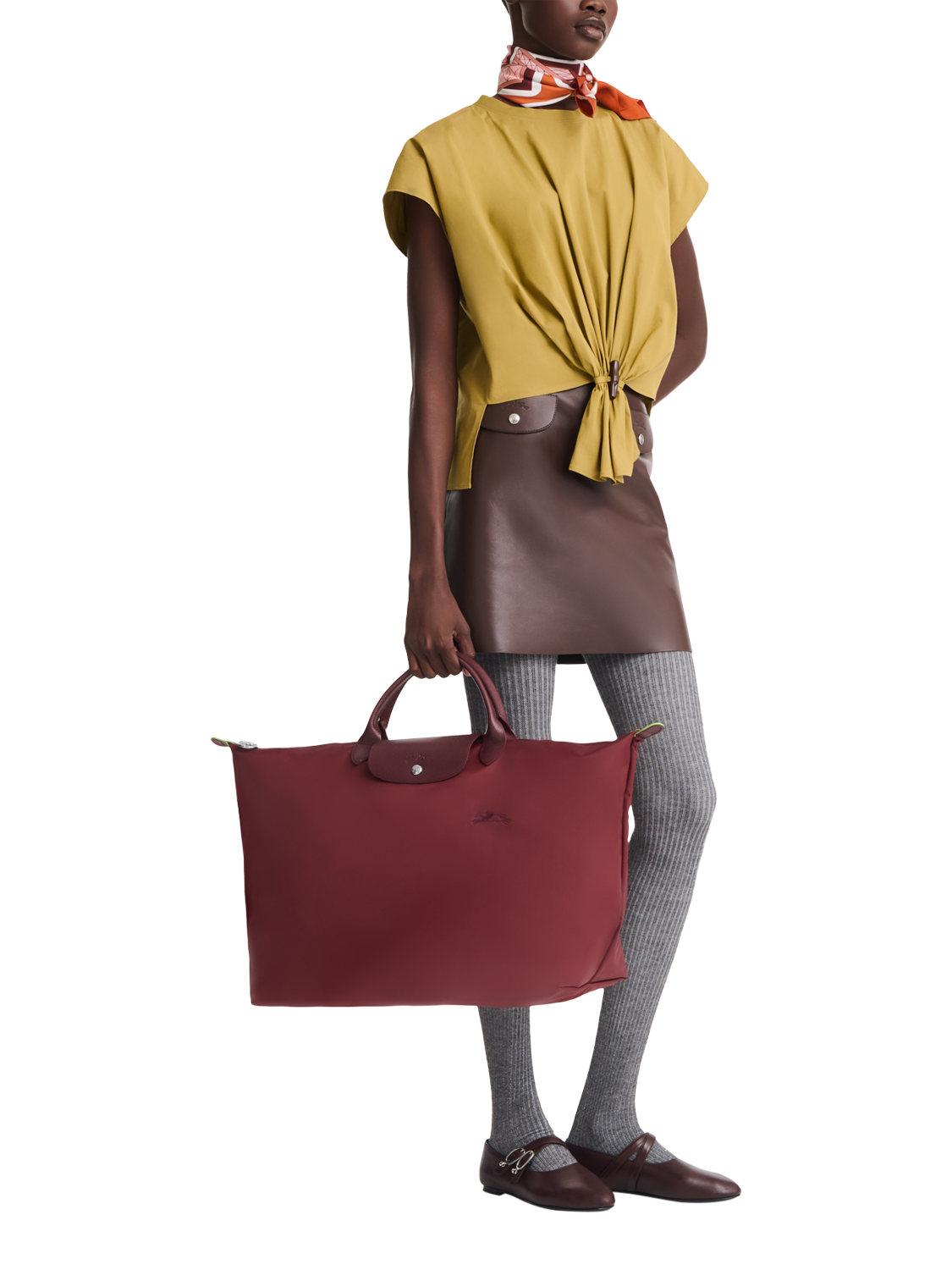Product image 2 of 4, which shows Longchamp Le Pliage Green Recycled Canvas Large Travel Bag, Pomegranate