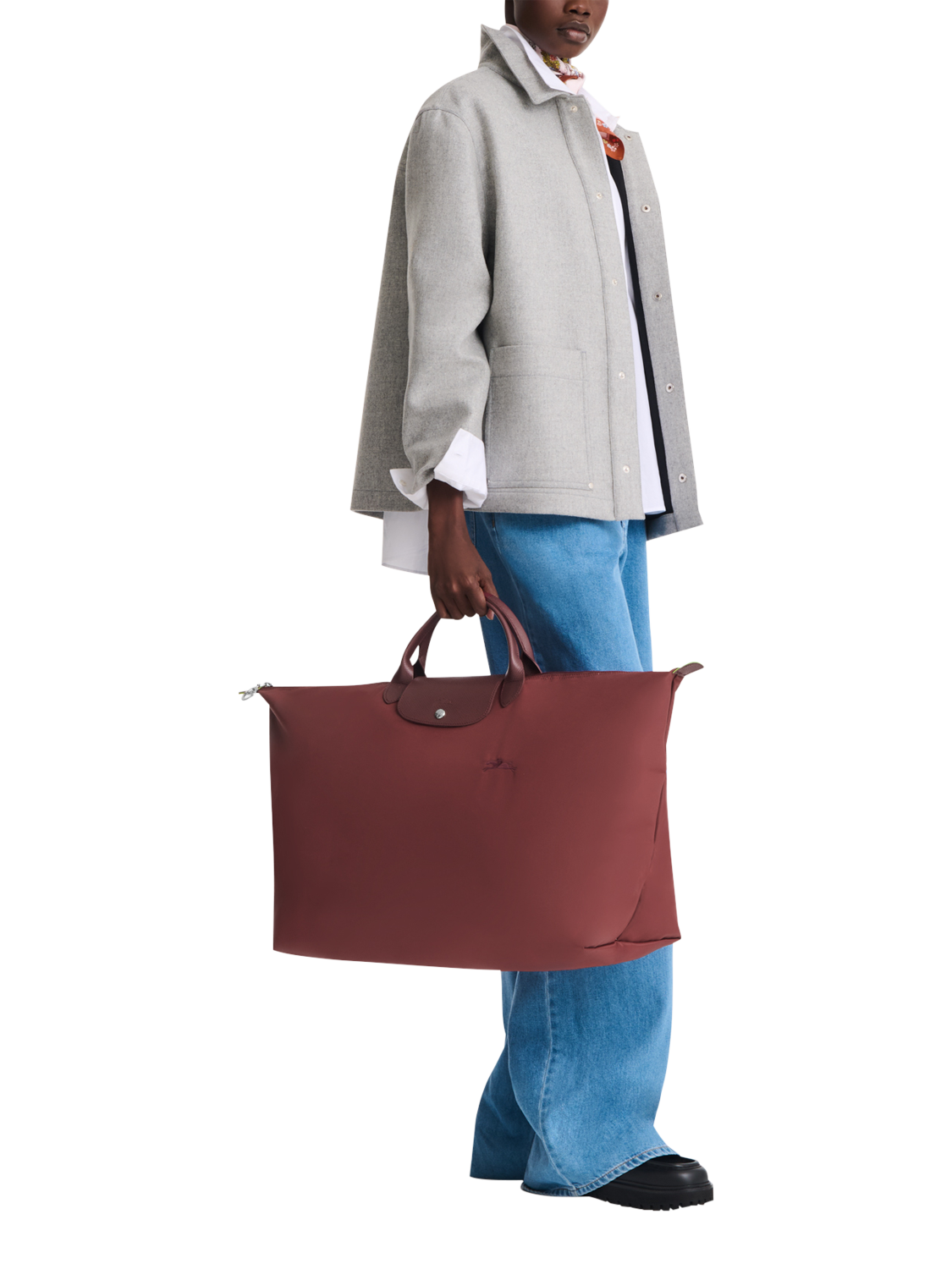 Product image 2 of 4, which shows Longchamp Le Pliage Green Recycled Canvas XL Travel Bag, Pomegranate
