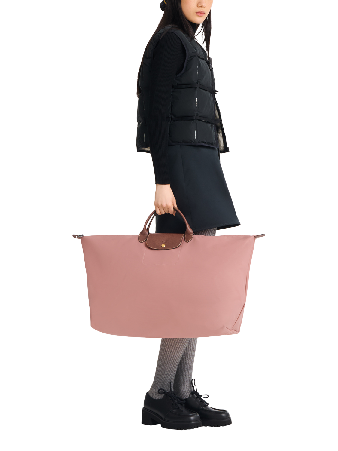 Product image 2 of 4, which shows Longchamp Le Pliage Original Medium Travel Bag, Pink Tea
