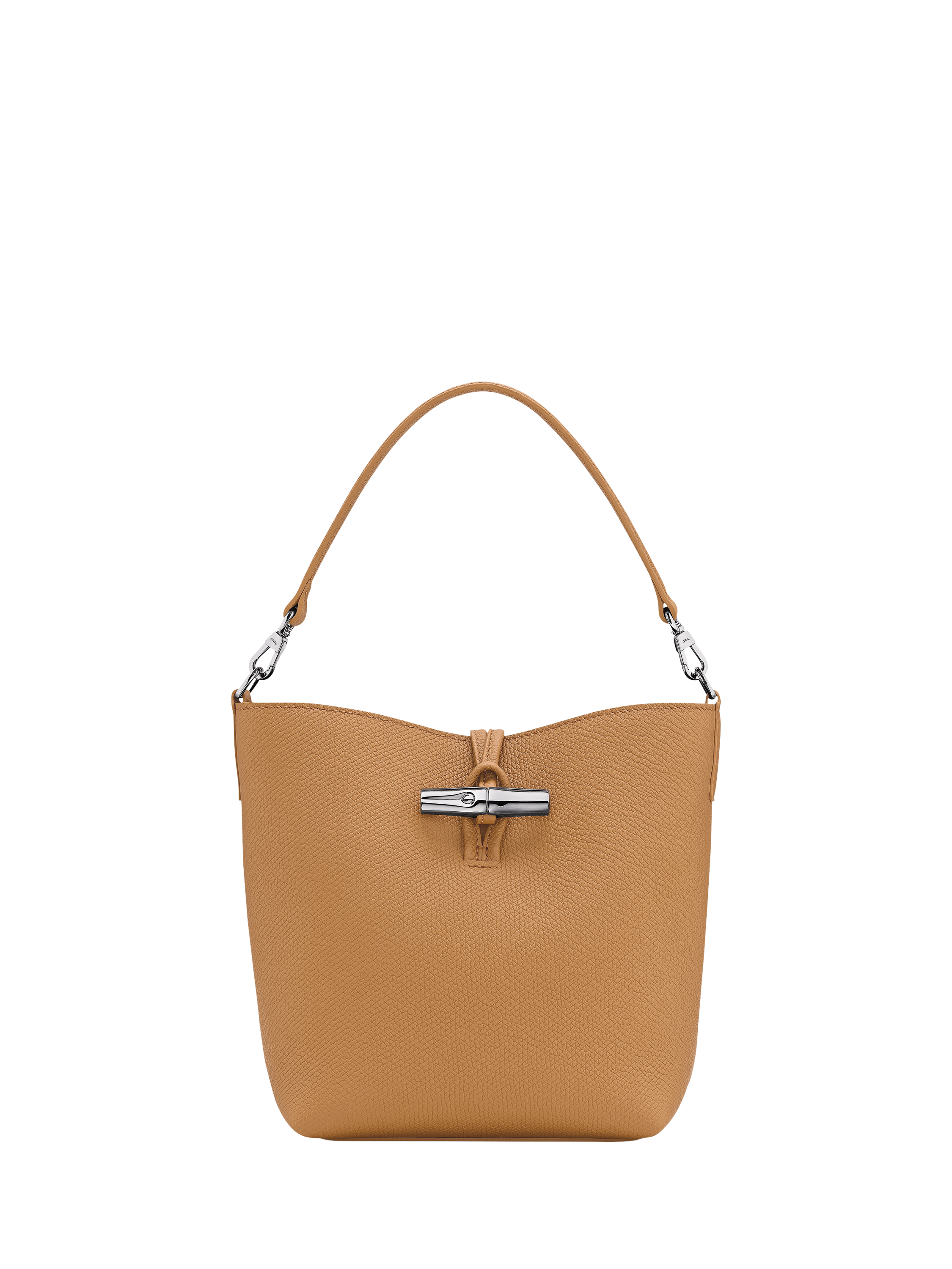 Product image 1 of 3, which shows Longchamp Le Roseau Leather XS Bucket Bag, Walnut