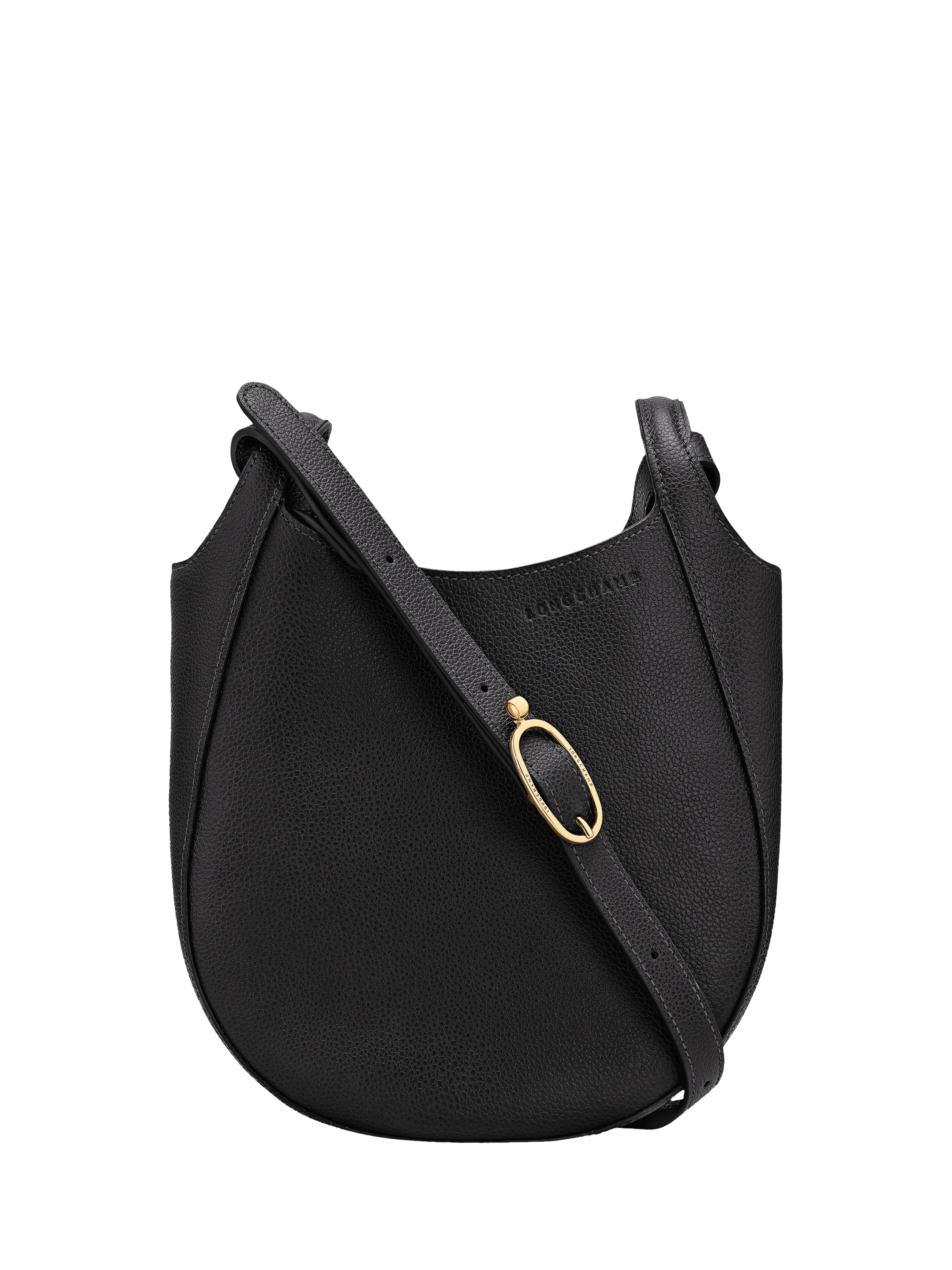Product image 1 of 4, which shows Longchamp Le Foulonné Leather Crossbody Bag, Black