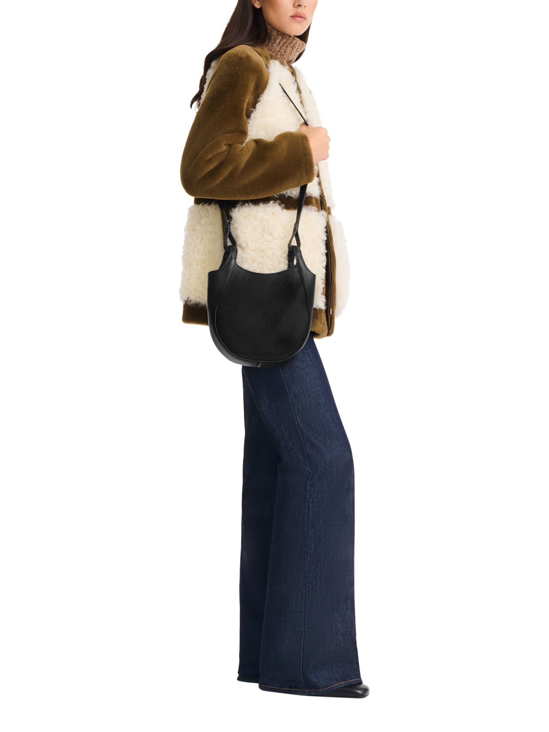 Product image 2 of 4, which shows Longchamp Le Foulonné Leather Crossbody Bag, Black