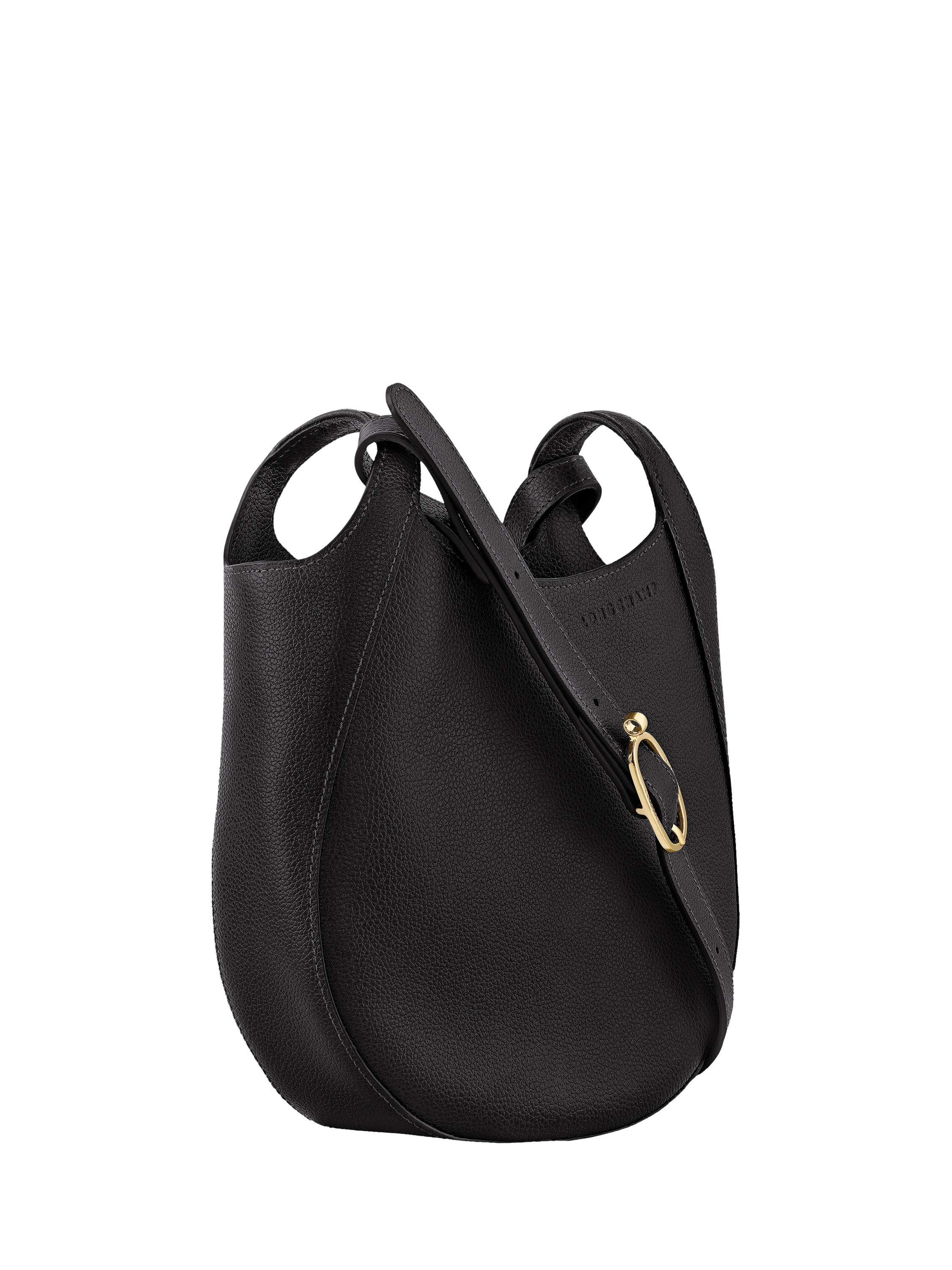 Product image 3 of 4, which shows Longchamp Le Foulonné Leather Crossbody Bag, Black
