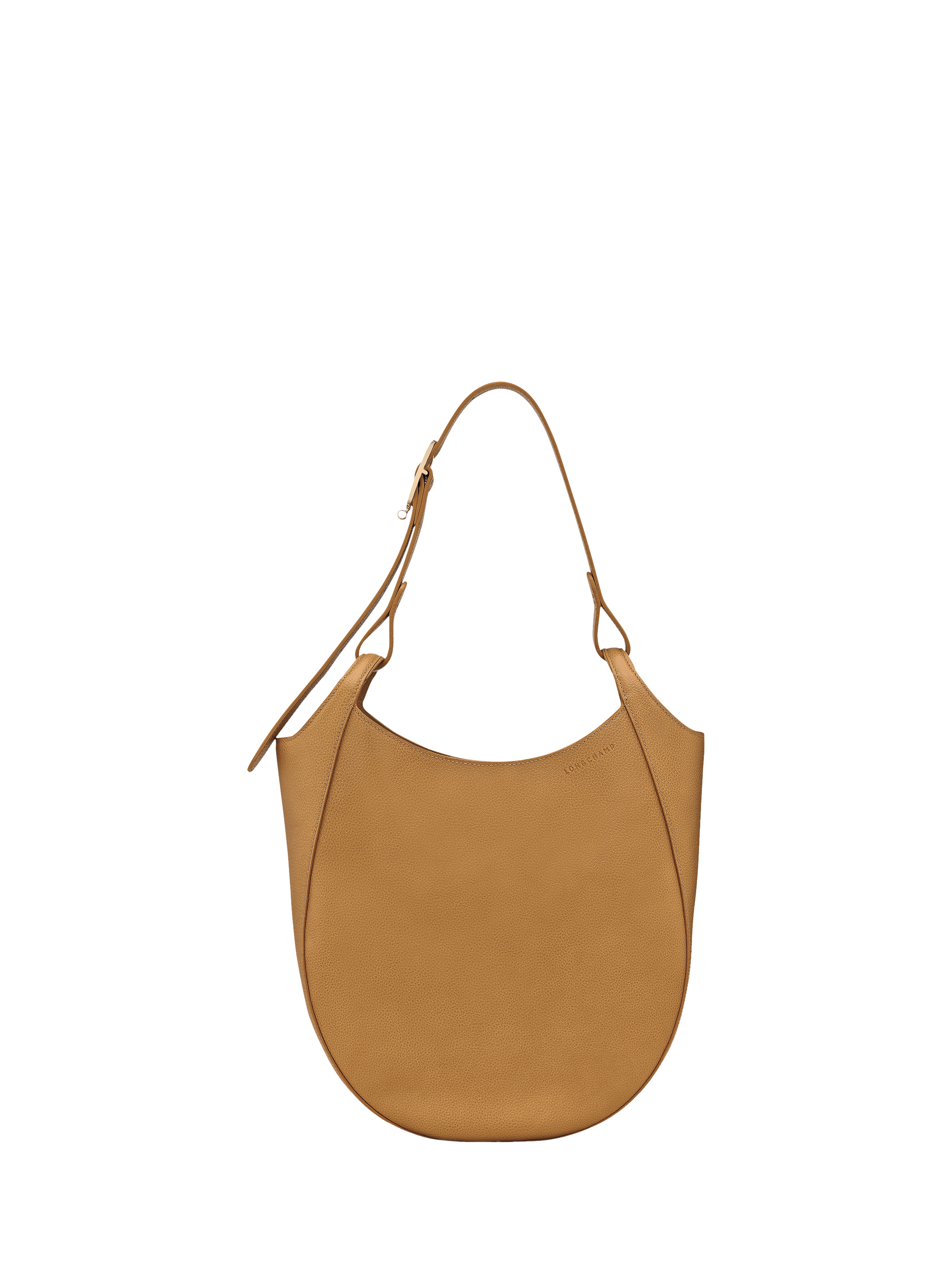 Product image 1 of 2, which shows Longchamp Le Foulonné Leather Hobo Bag, Nutmeg
