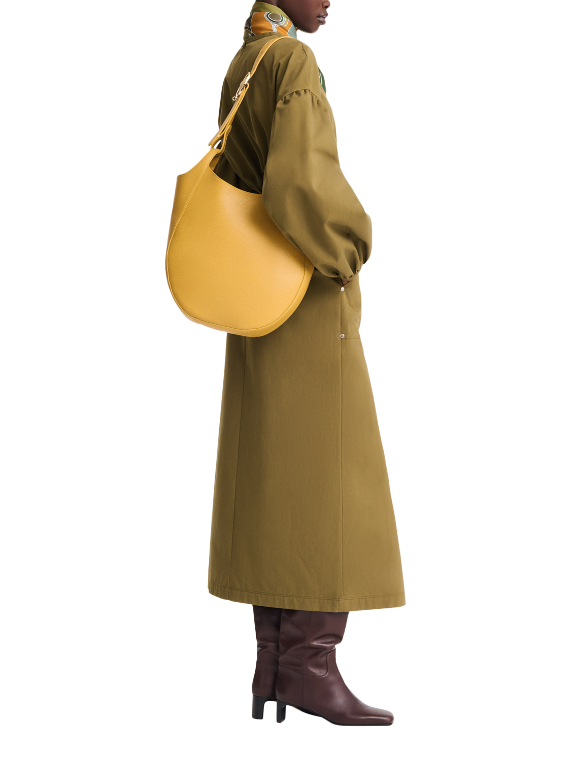 Product image 2 of 2, which shows Longchamp Le Foulonné Leather Hobo Bag, Nutmeg