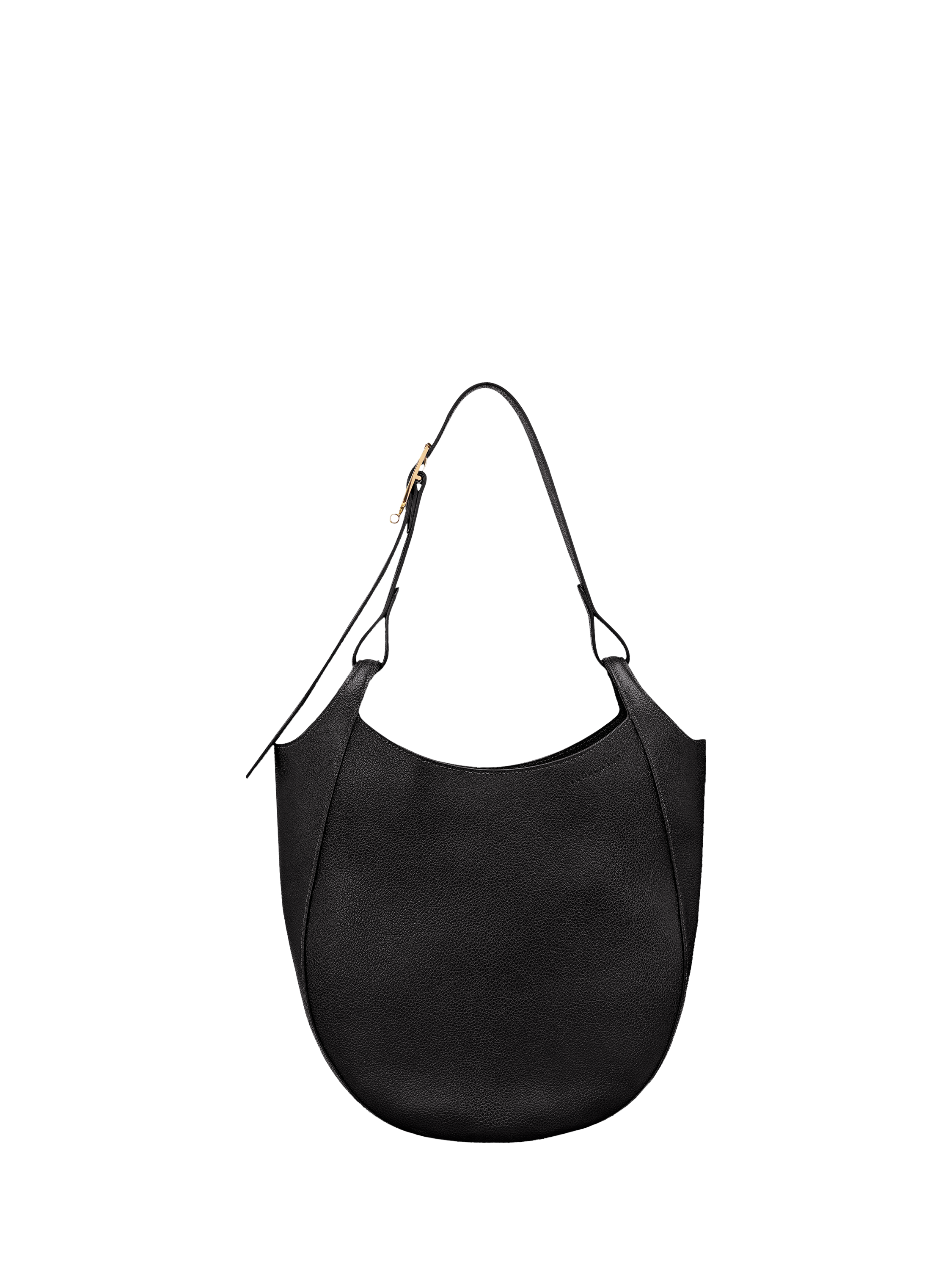 Product image 1 of 2, which shows Longchamp Le Foulonné Leather Hobo Bag, Black
