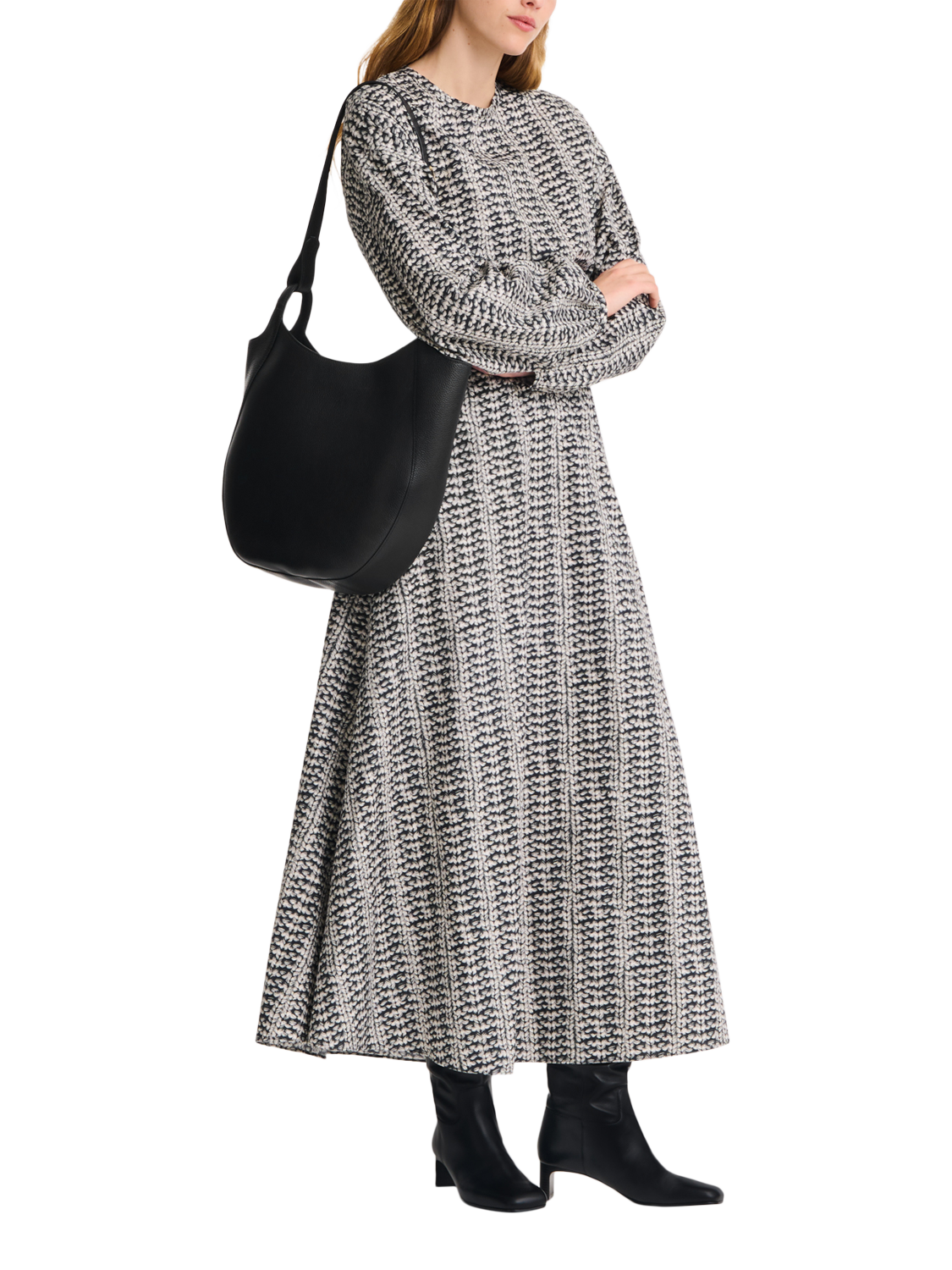 Product image 2 of 2, which shows Longchamp Le Foulonné Leather Hobo Bag, Black