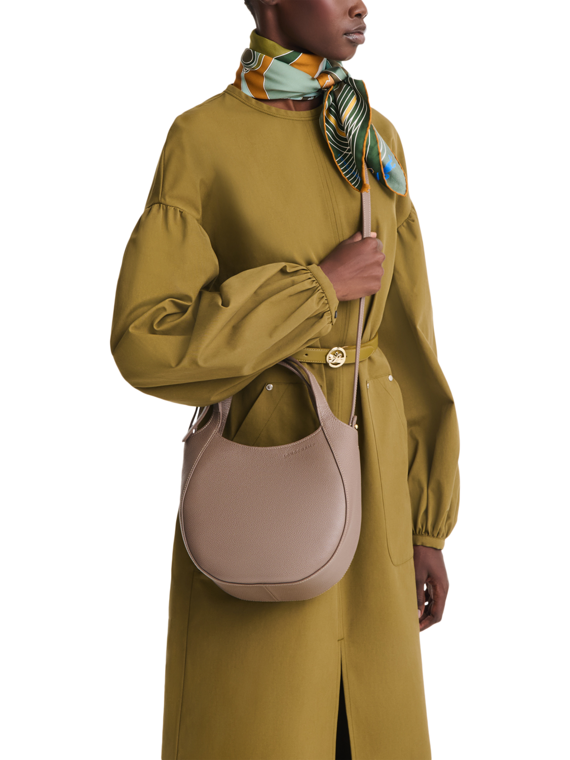Product image 2 of 5, which shows Longchamp Le Foulonné Handbag S, Taupe