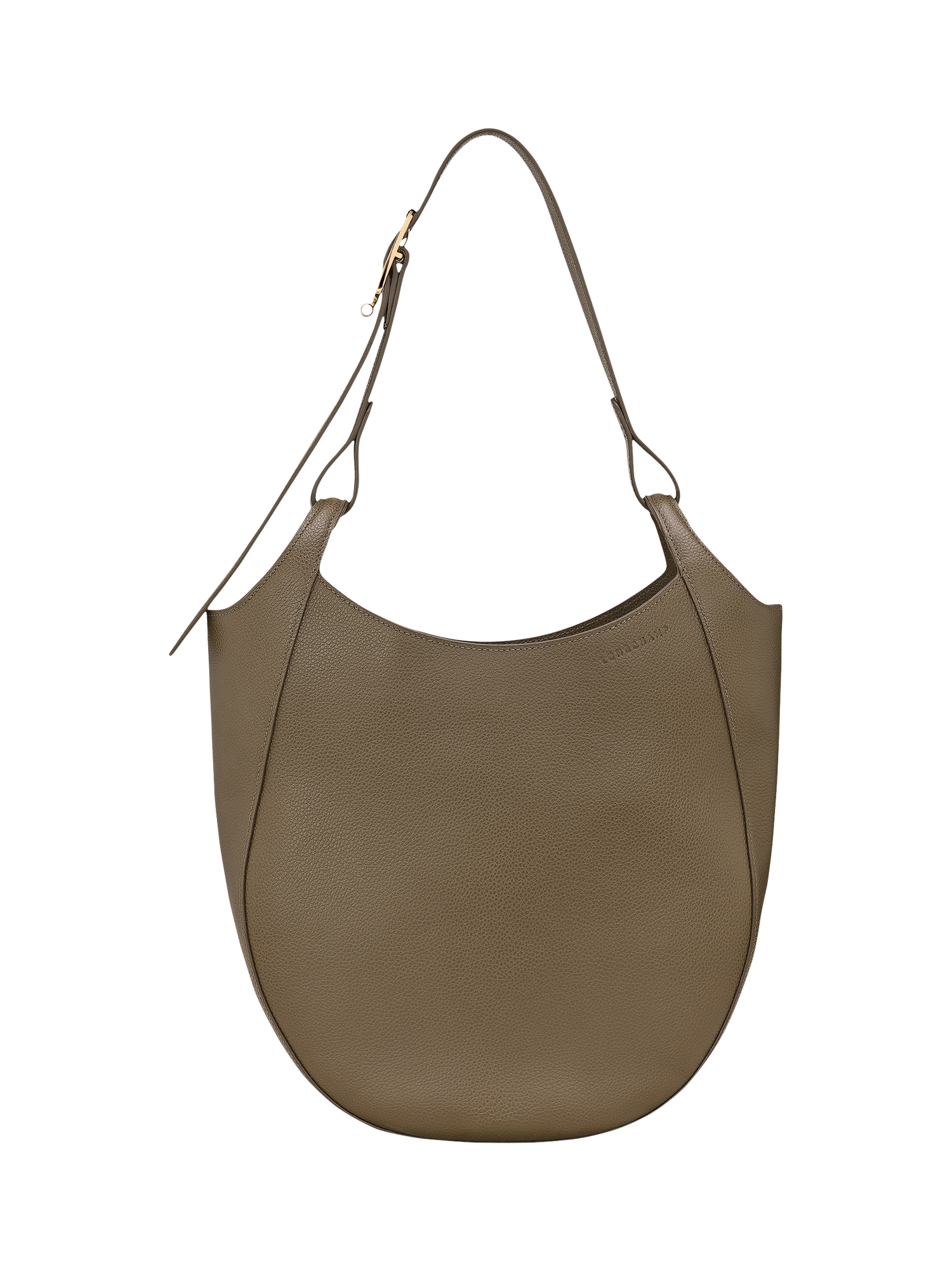 Product image 1 of 2, which shows Longchamp Le Foulonné Leather Hobo Bag, Caper