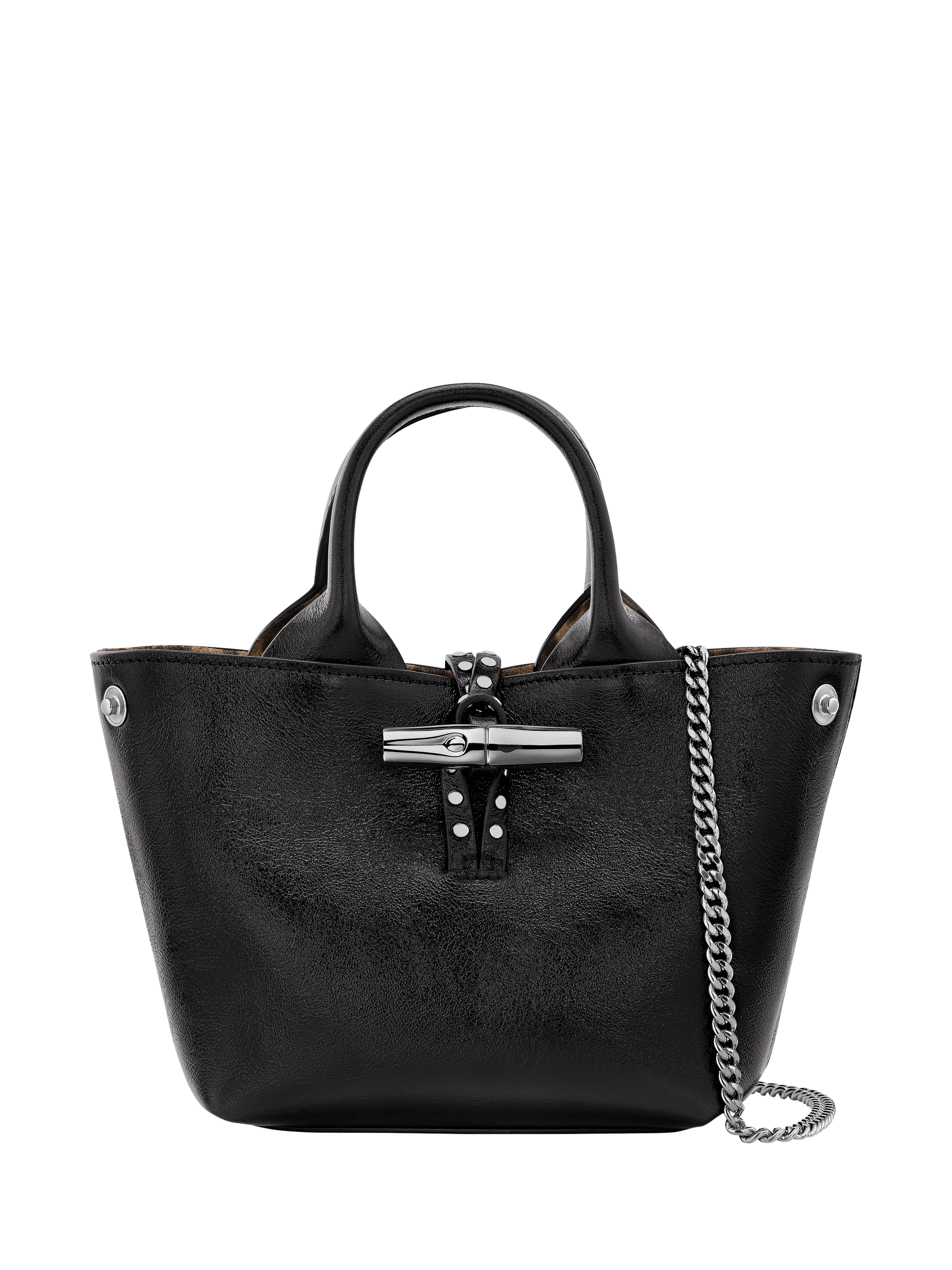 Product image 5 of 6, which shows Longchamp Le Roseau Extra Small Leather Handbag, Black