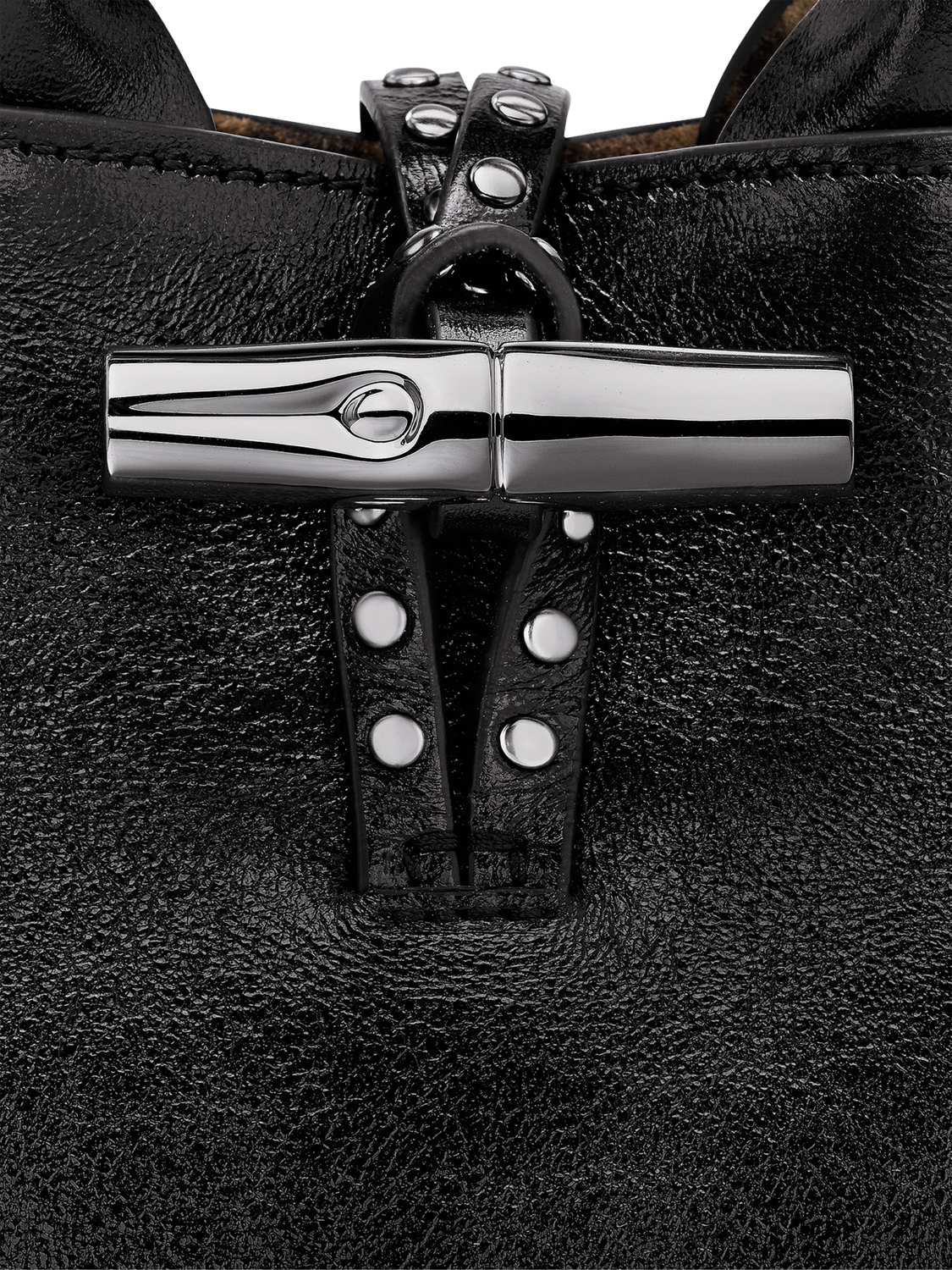 Product image 6 of 6, which shows Longchamp Le Roseau Extra Small Leather Handbag, Black