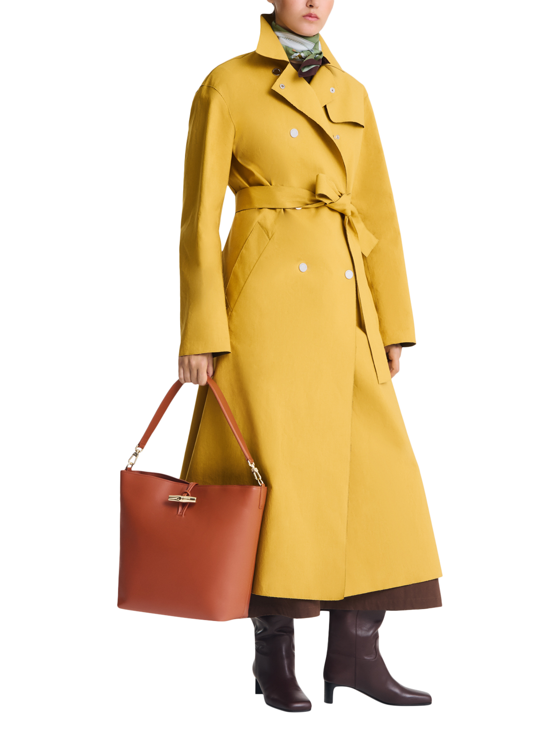 Product image 2 of 2, which shows Longchamp Le Roseau Leather M Hobo Bag, Bark