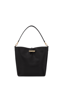 Longchamp Le Roseau Leather Hobo Bag, Black, Black