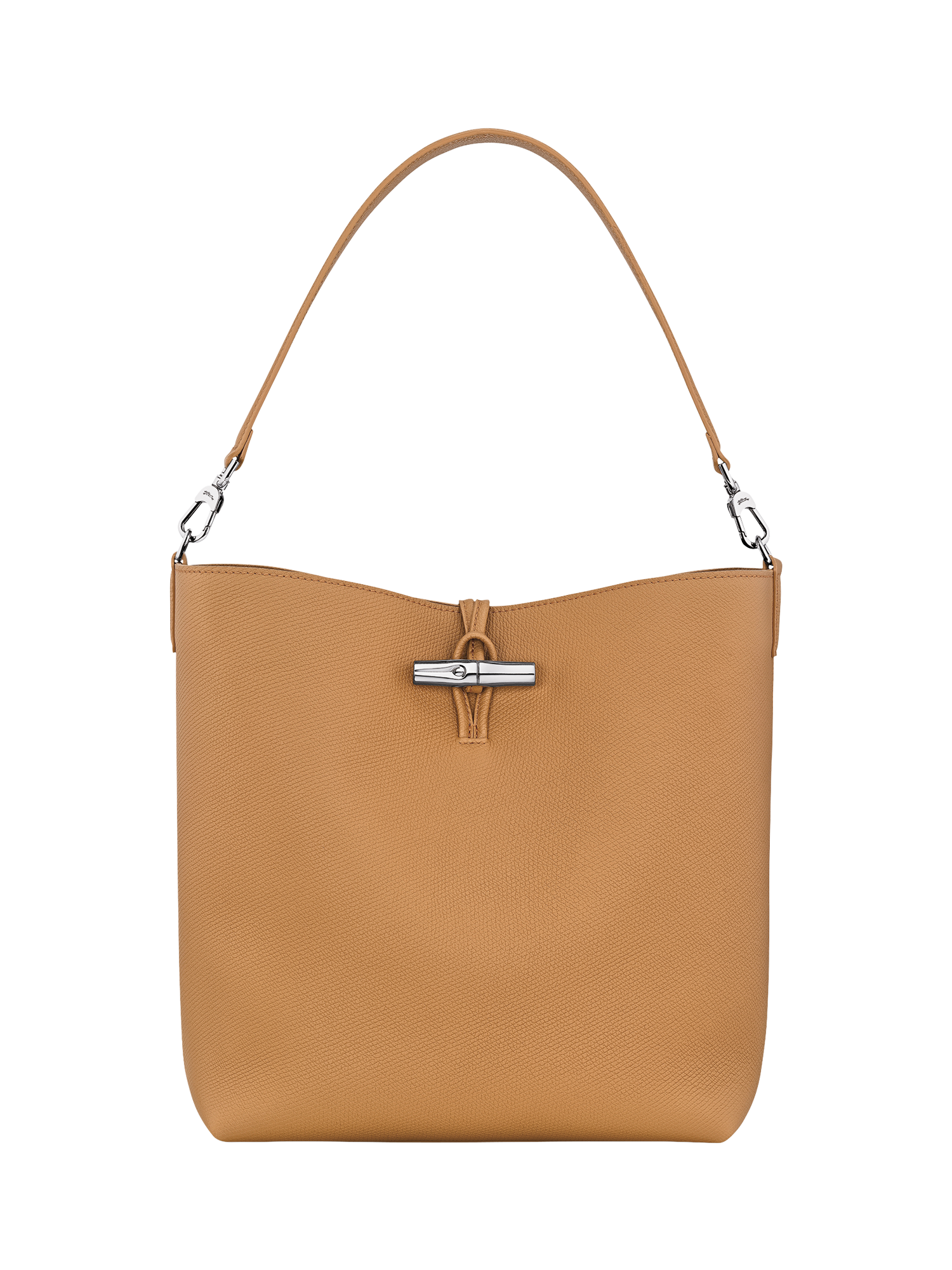 Product image 1 of 6, which shows Longchamp Le Roseau Leather Shoulder Bag, Bark
