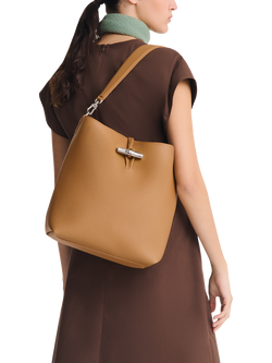 Longchamp Le Roseau Leather Shoulder Bag - view 2, Bark