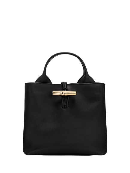 Longchamp Le Roseau Leather Handbag, Black, Black