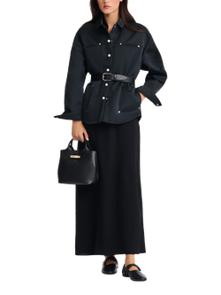 Longchamp Le Roseau Leather Handbag, Black - view 2, Black