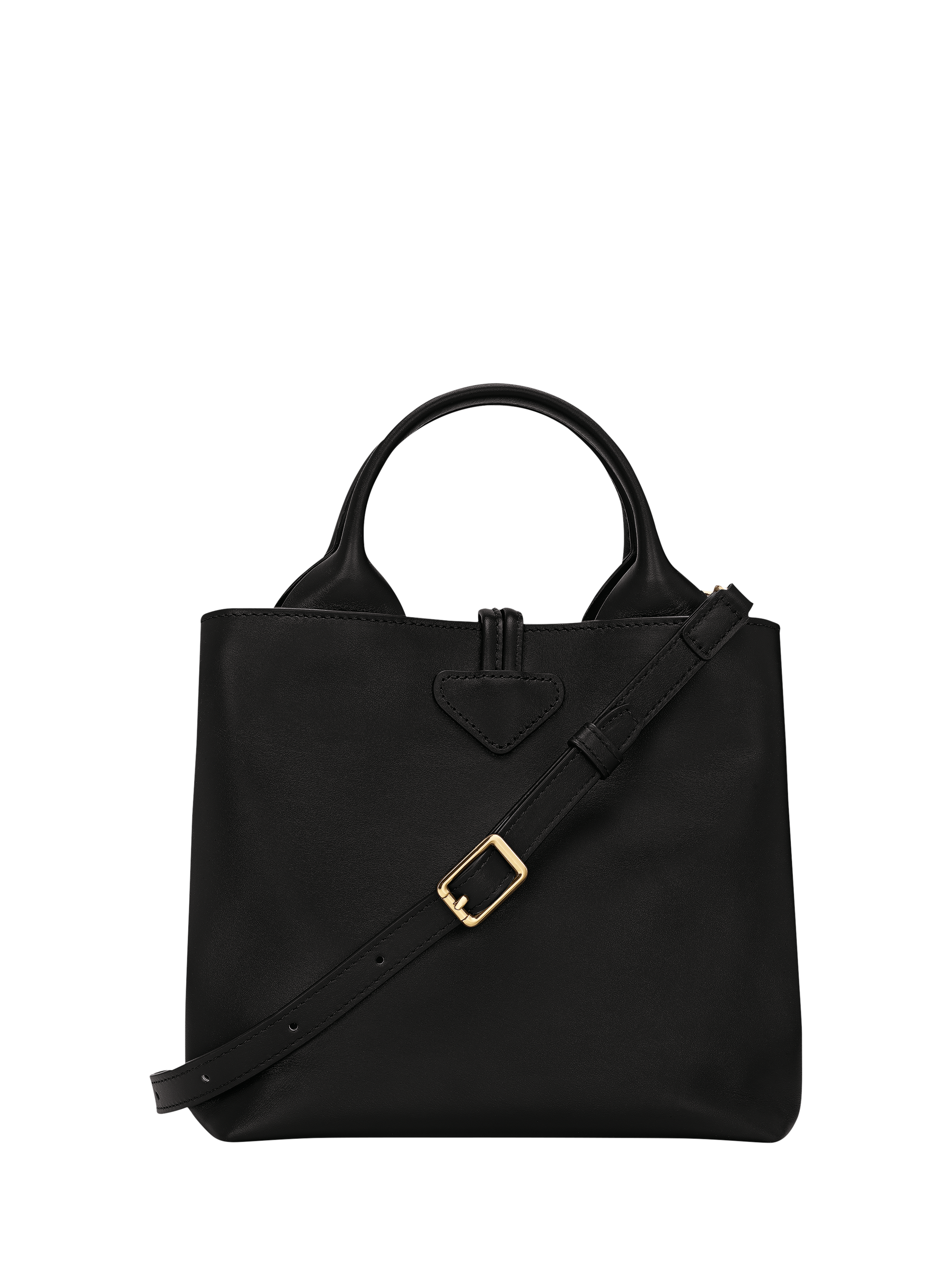 Product image 5 of 7, which shows Longchamp Le Roseau Leather Handbag, Black