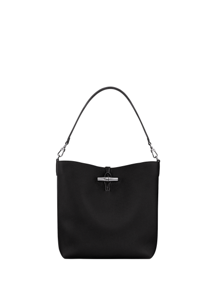 Longchamp Le Roseau Leather Shoulder Bag, Black