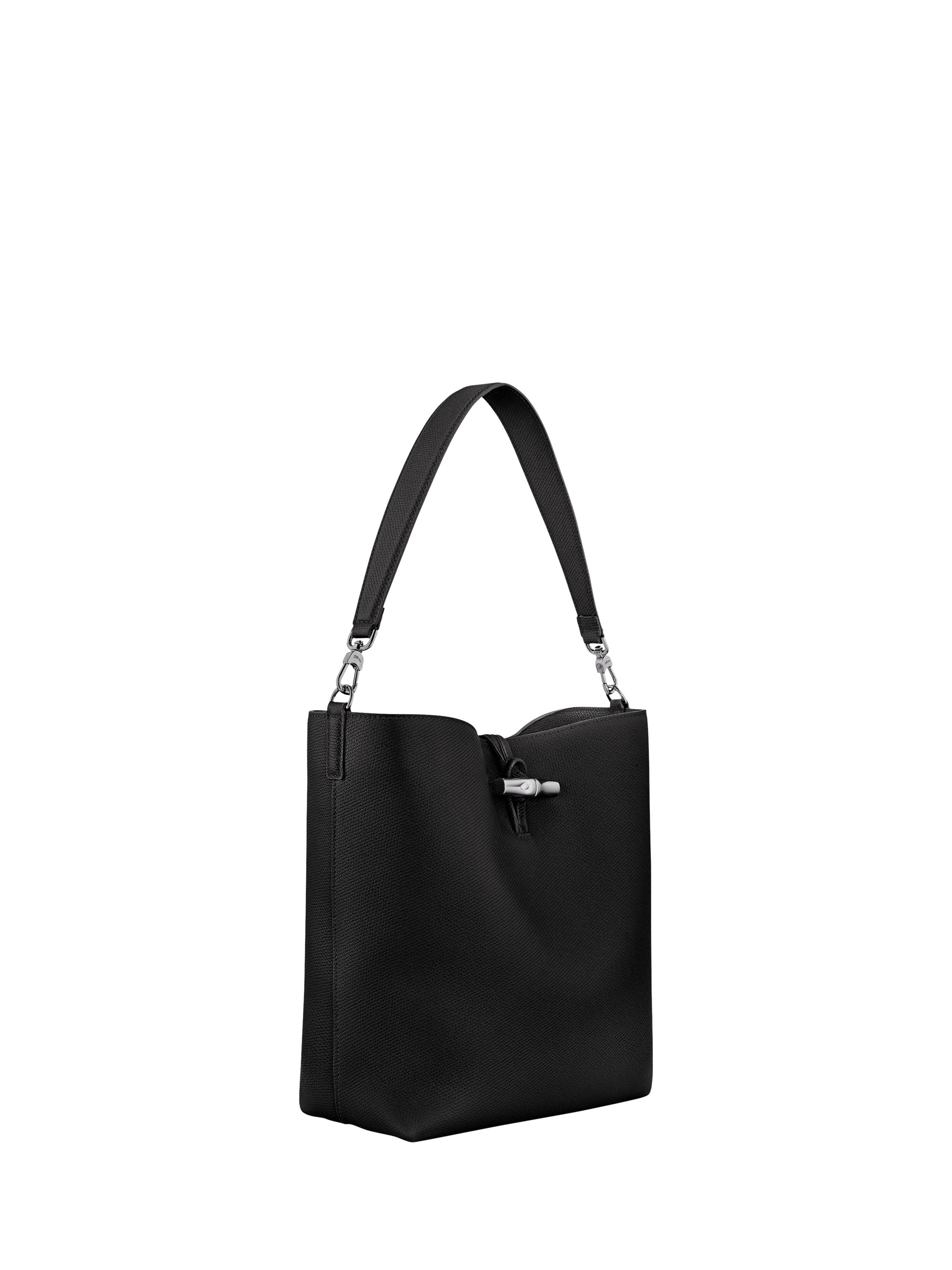 Product image 3 of 6, which shows Longchamp Le Roseau Leather Shoulder Bag, Black