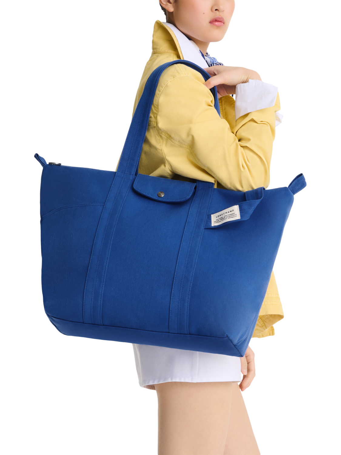 Product image 2 of 6, which shows Longchamp Le Pliage Cotton Canvas Extra Large Tote Bag, Atlantic