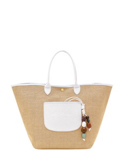 Longchamp Canvas Medium Pliage Basket Bag, White