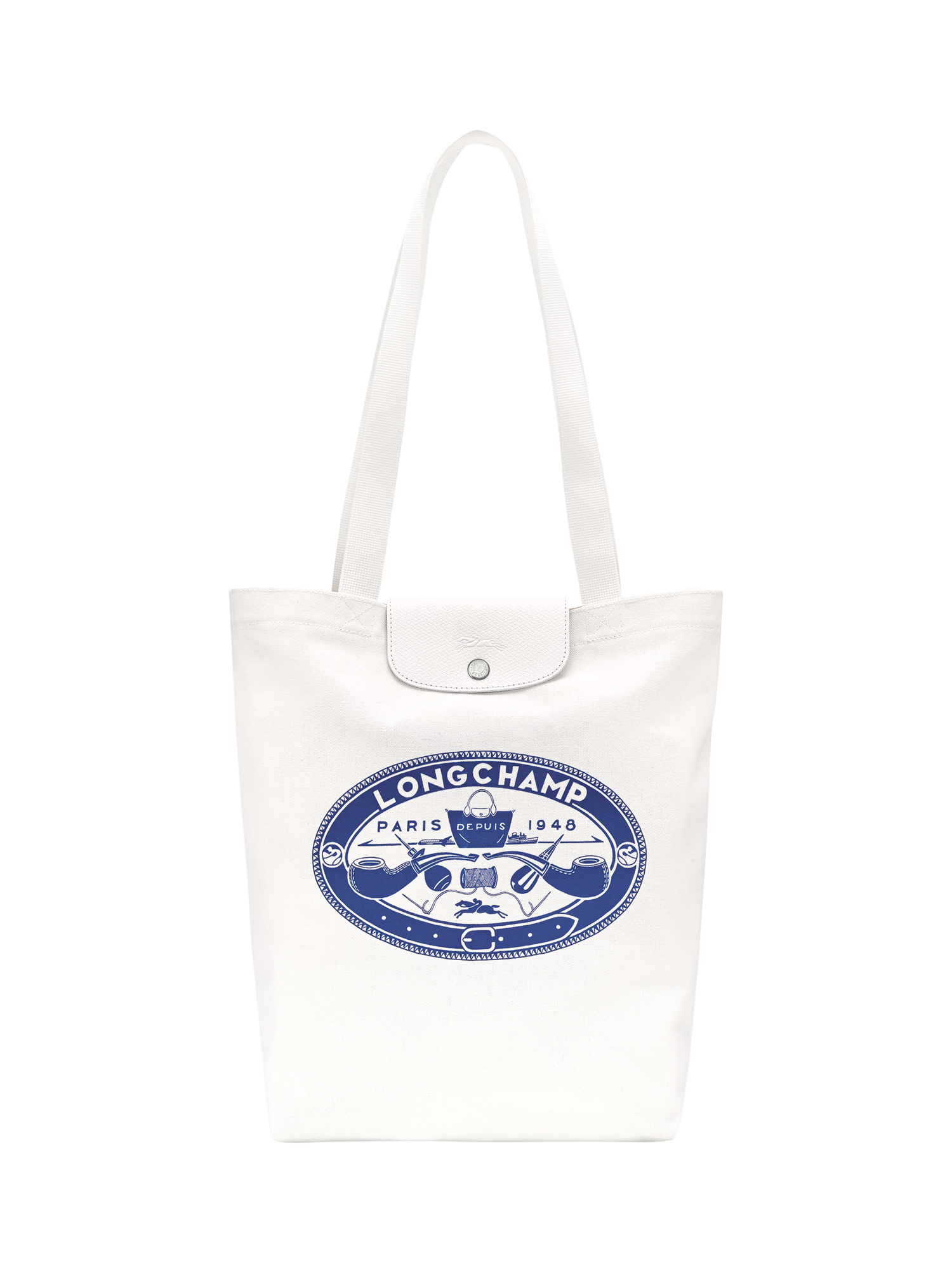 Product image 1 of 6, which shows Longchamp x Constantin Riant Canvas Tote Bag, Natural Cream