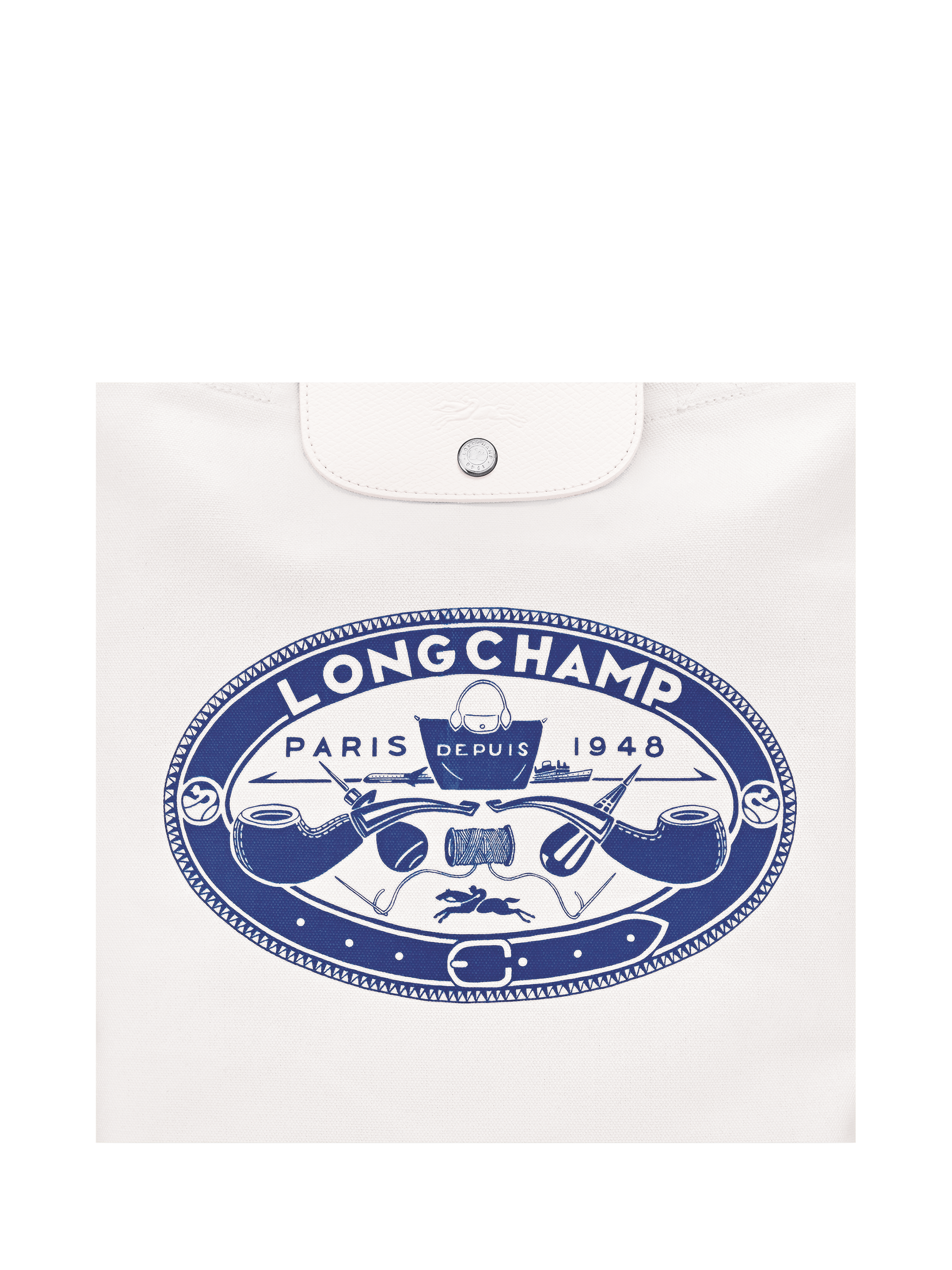 Product image 6 of 6, which shows Longchamp x Constantin Riant Canvas Tote Bag, Natural Cream