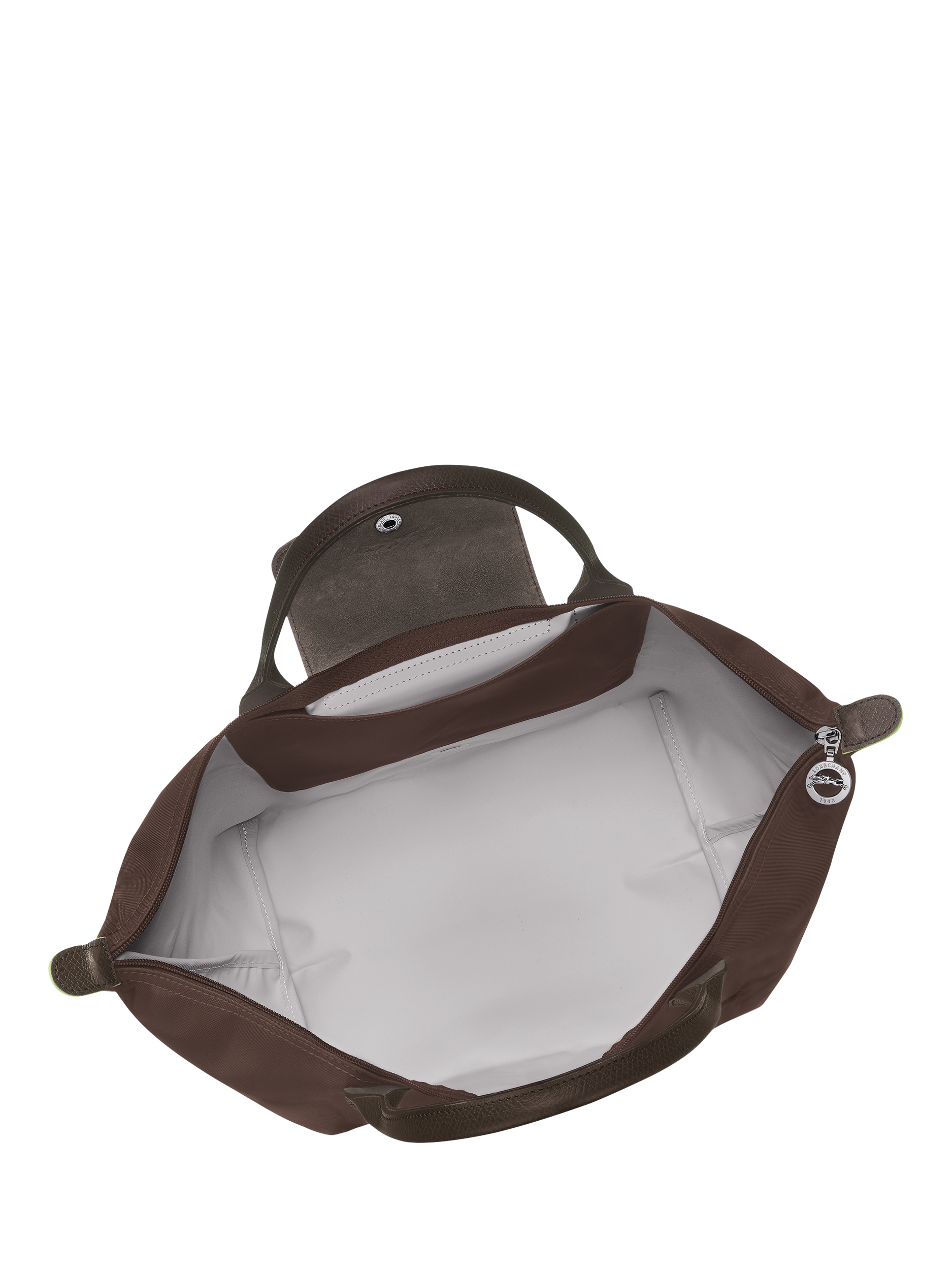 Product image 4 of 6, which shows Longchamp Le Pliage Green Medium Top Handle Bag, Mocha