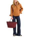 Longchamp Le Pliage Green Medium Top Handle Bag, Pomegranate