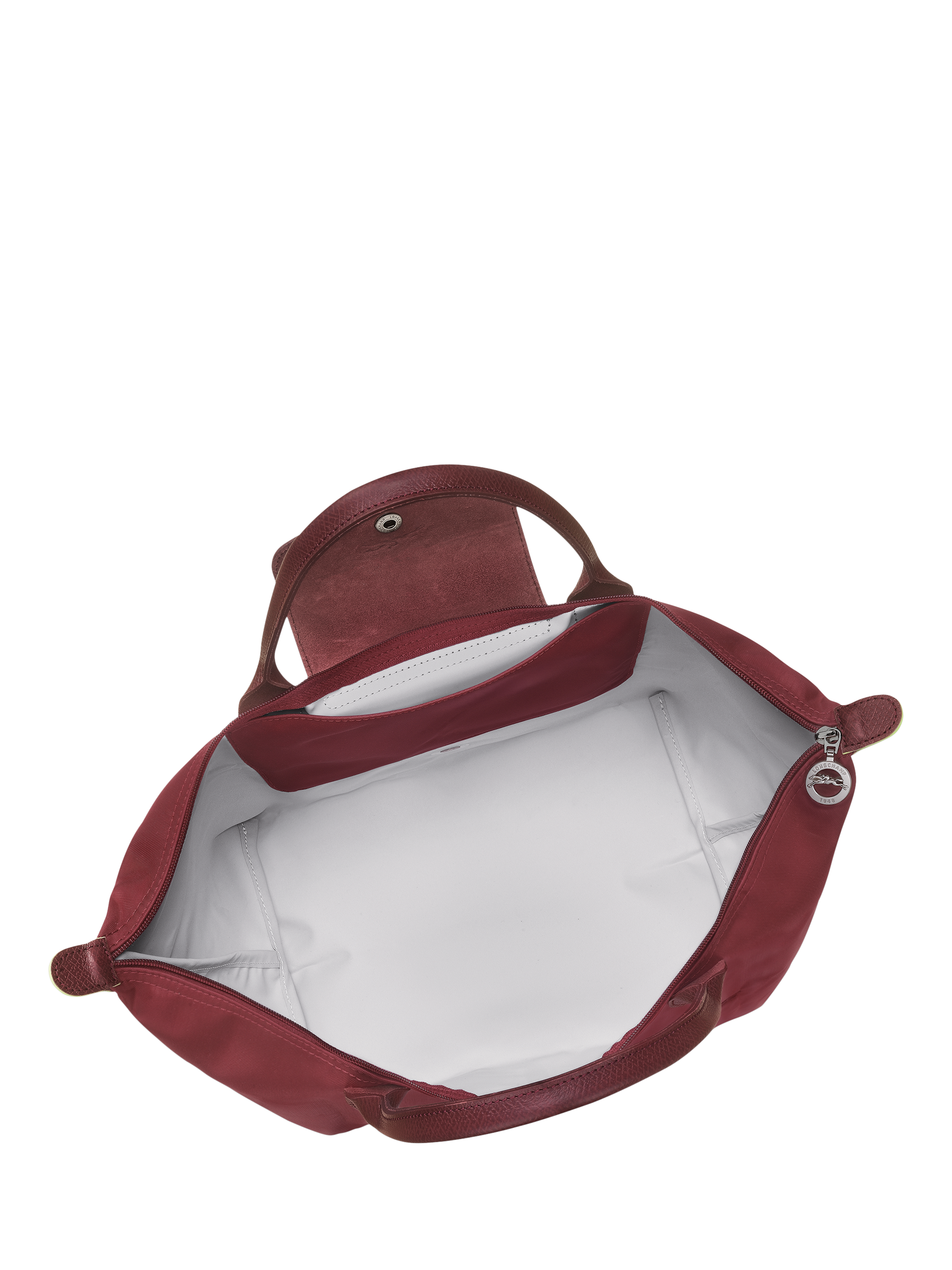 Product image 5 of 7, which shows Longchamp Le Pliage Green Medium Top Handle Bag, Pomegranate
