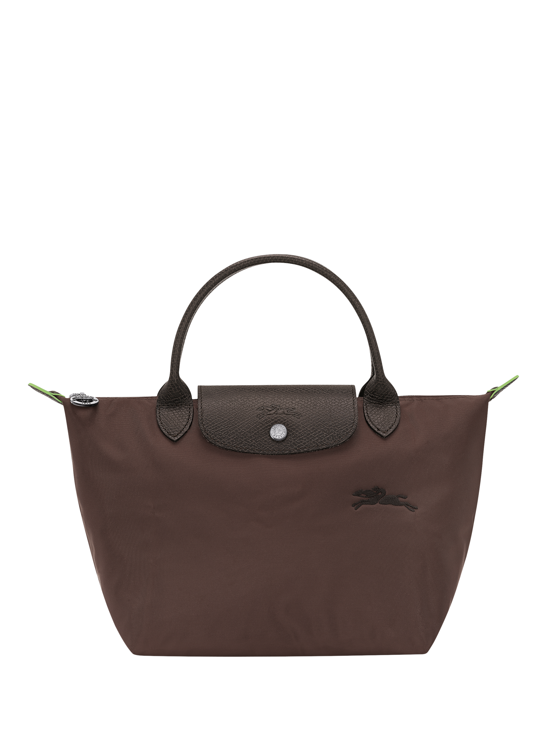 Product image 1 of 7, which shows Longchamp Le Pliage Green Recycled Canvas Small Top Handle Bag, Mocha