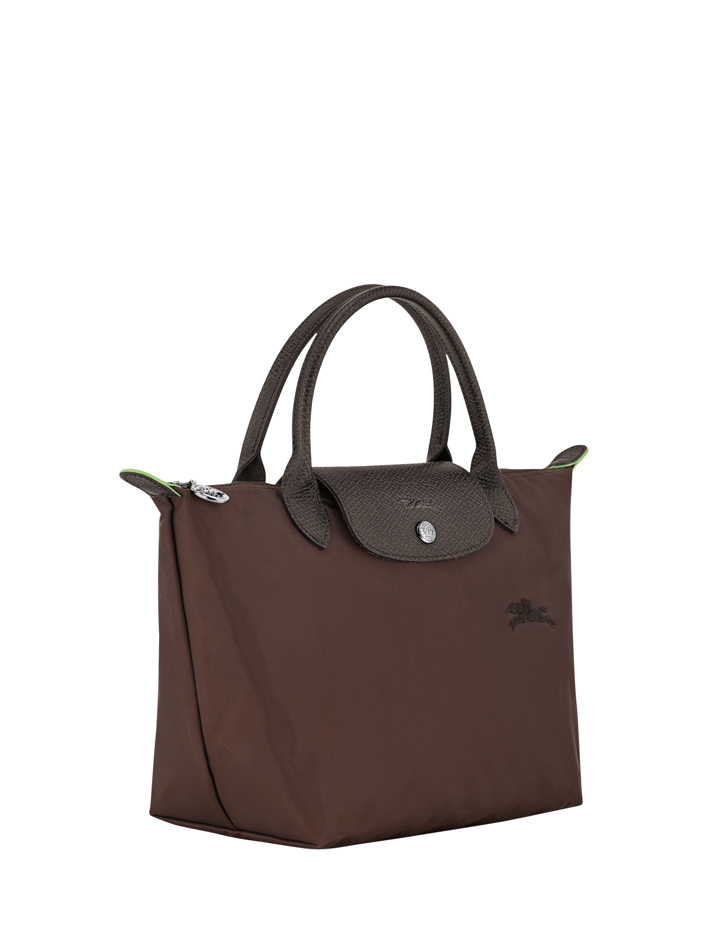 Product image 3 of 7, which shows Longchamp Le Pliage Green Recycled Canvas Small Top Handle Bag, Mocha