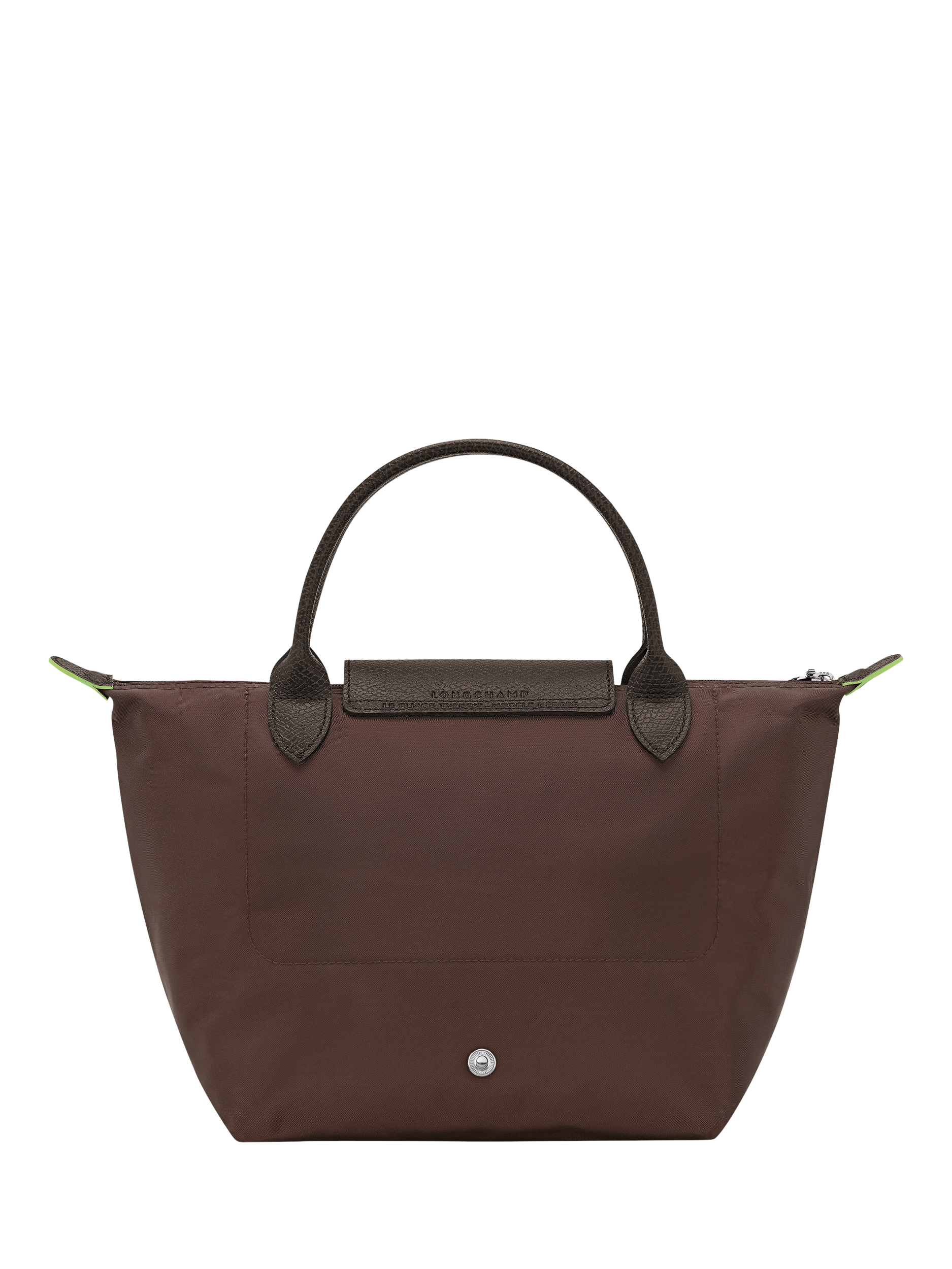 Product image 4 of 7, which shows Longchamp Le Pliage Green Recycled Canvas Small Top Handle Bag, Mocha