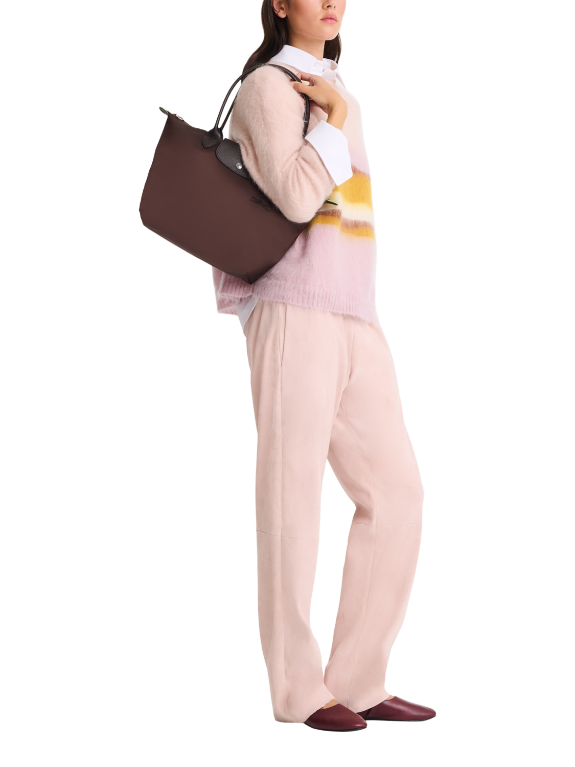 Product image 7 of 7, which shows Longchamp Le Pliage Green Recycled Canvas Medium Tote Bag, Mocha