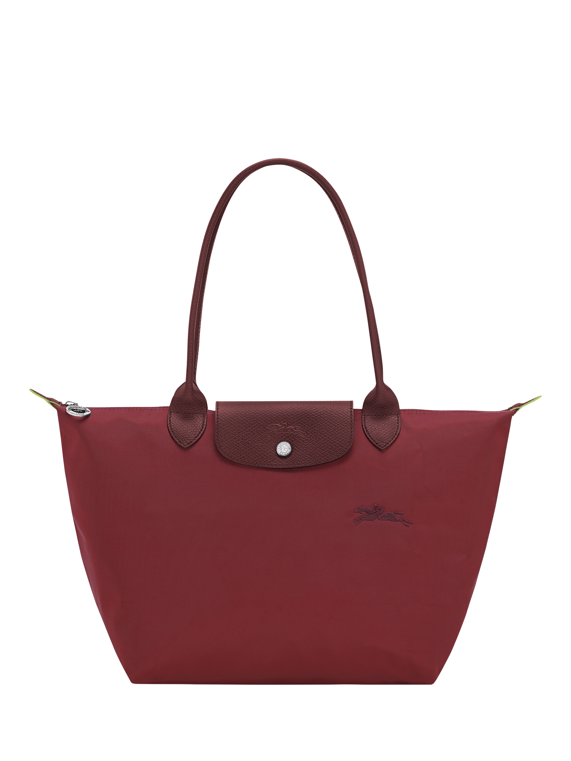 Product image 1 of 7, which shows Longchamp Le Pliage Green Recycled Canvas Small Tote Bag, Pomegranate