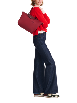 Longchamp Le Pliage Green Recycled Canvas Medium Tote Bag - view 2, Pomegranate