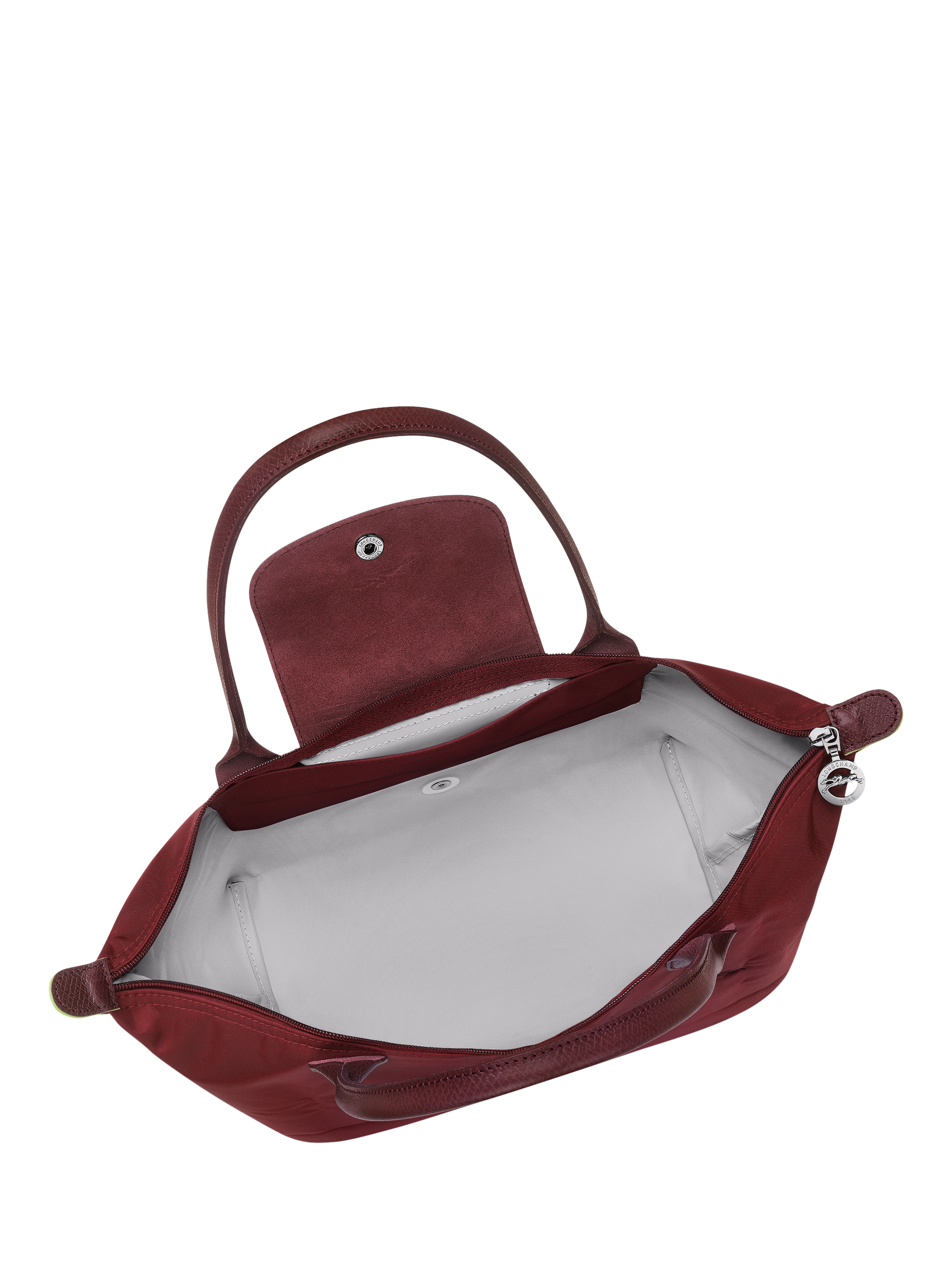 Product image 5 of 7, which shows Longchamp Le Pliage Green Recycled Canvas Small Tote Bag, Pomegranate