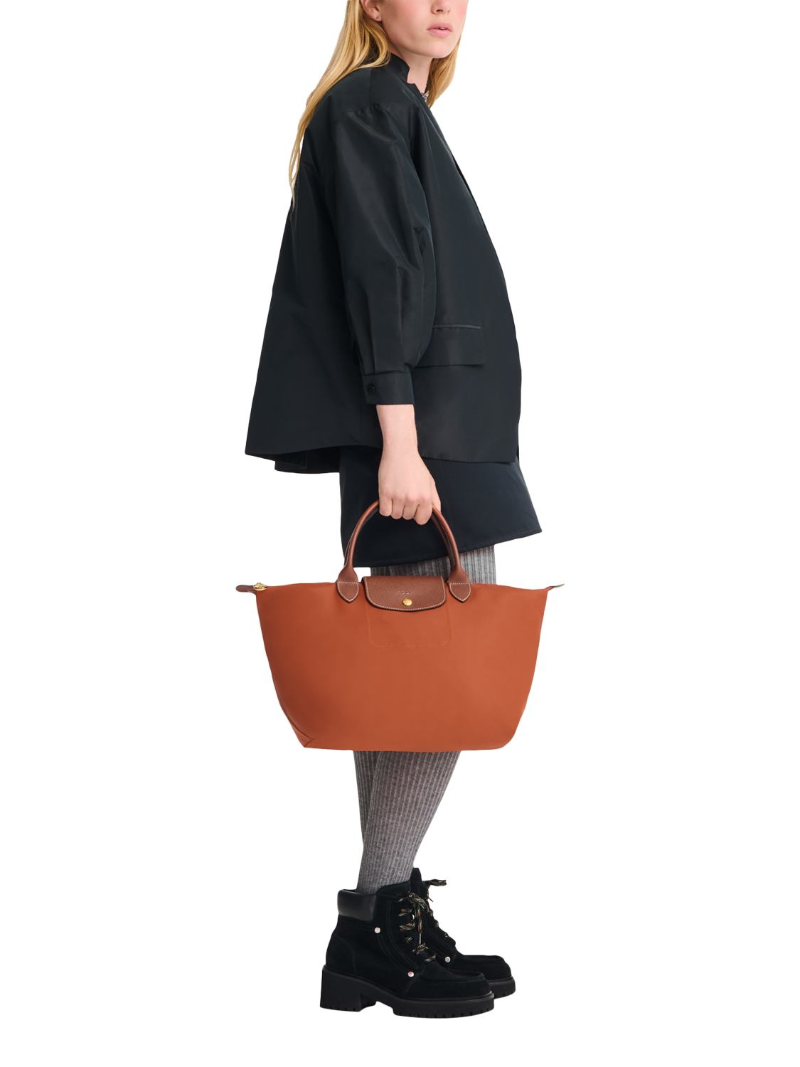 Product image 2 of 7, which shows Longchamp Le Pliage Original Medium Top Handle Bag, Brick