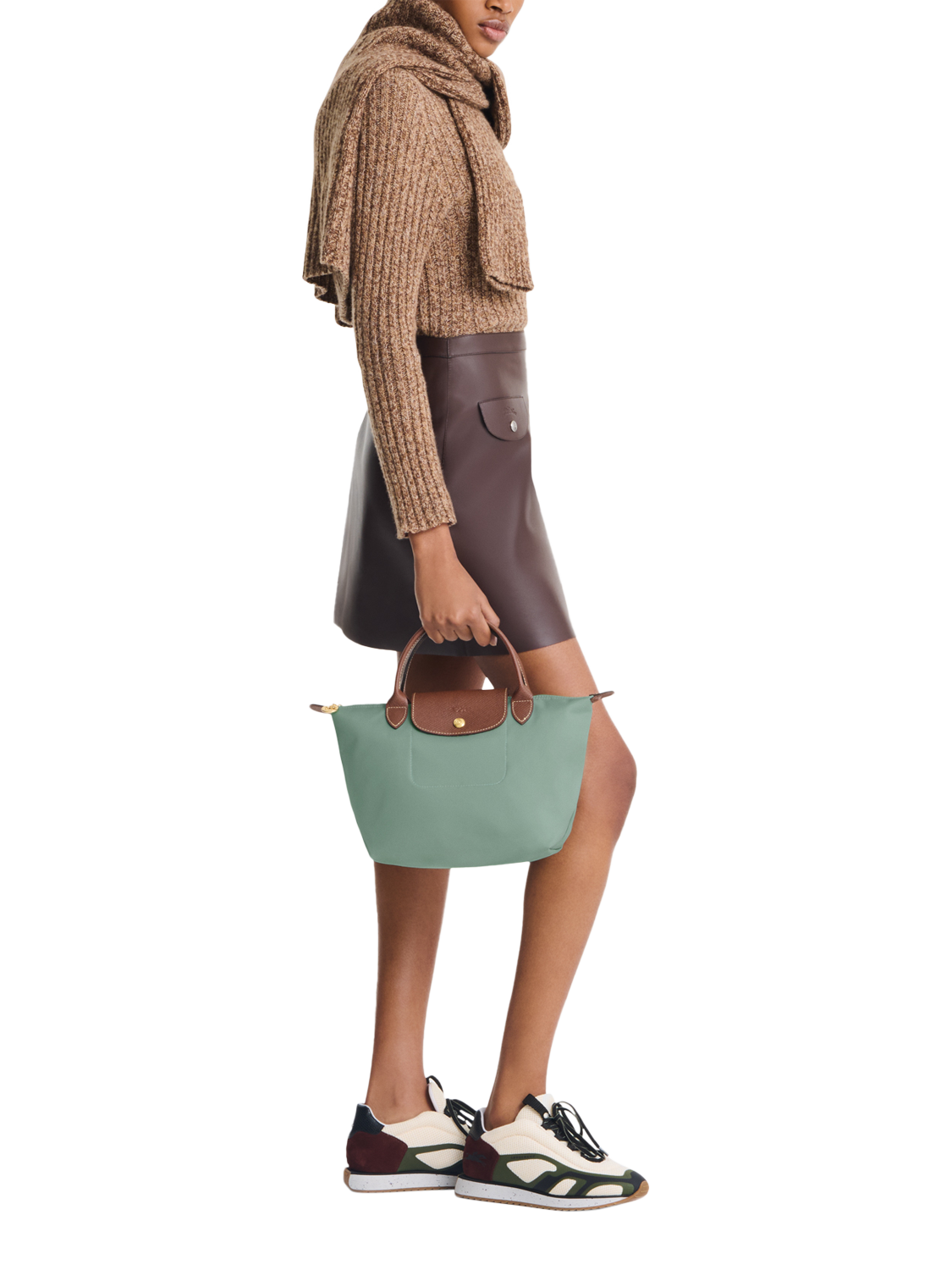 Product image 3 of 3, which shows Longchamp Le Pliage Original Small Top Handle Bag, Celadon