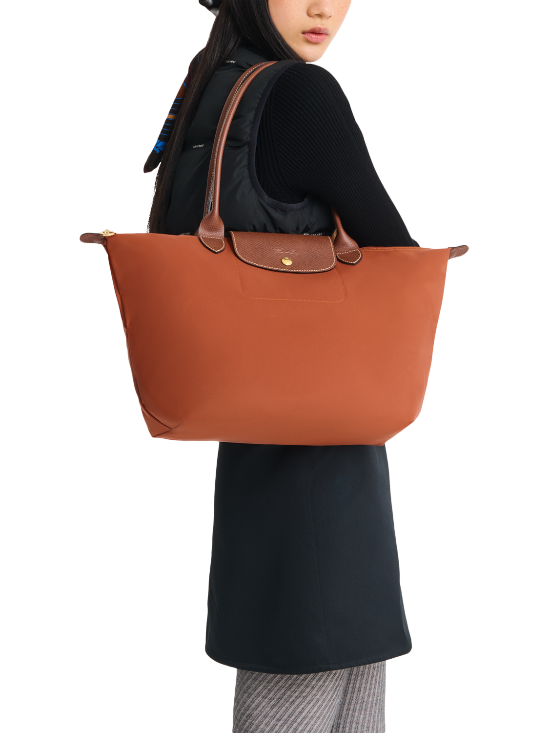 Product image 2 of 7, which shows Longchamp Le Pliage Original Large Shoulder Bag, Brick