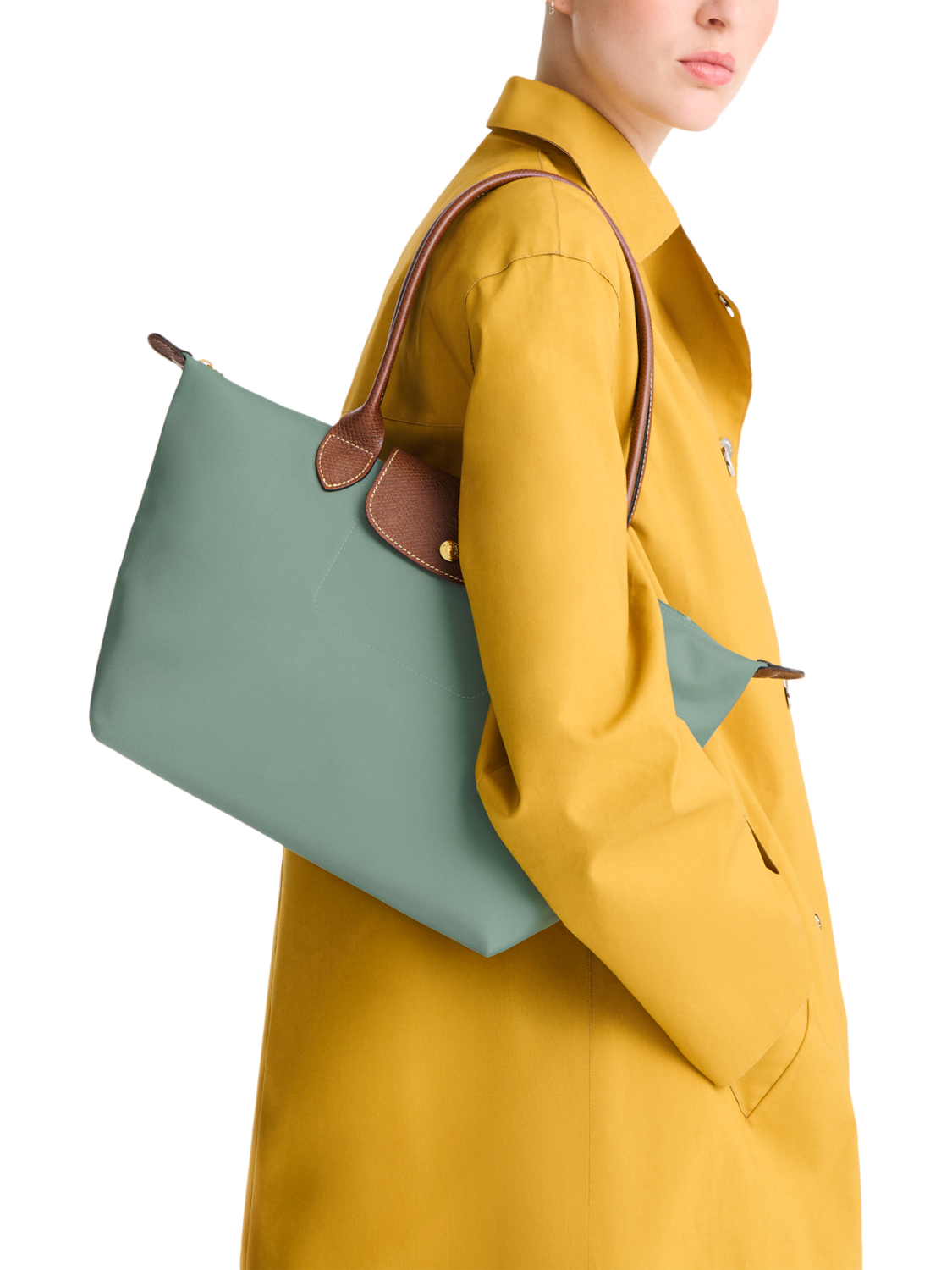 Product image 2 of 5, which shows Longchamp Le Pliage Original Medium Shoulder Bag, Celadon