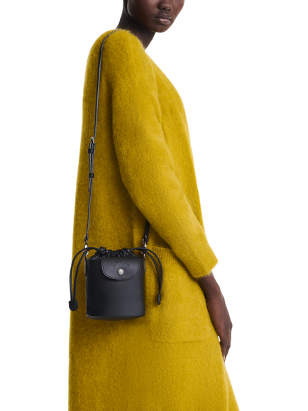 Longchamp Pliage Extra Small Leather Bucket Bag - view 2, Black