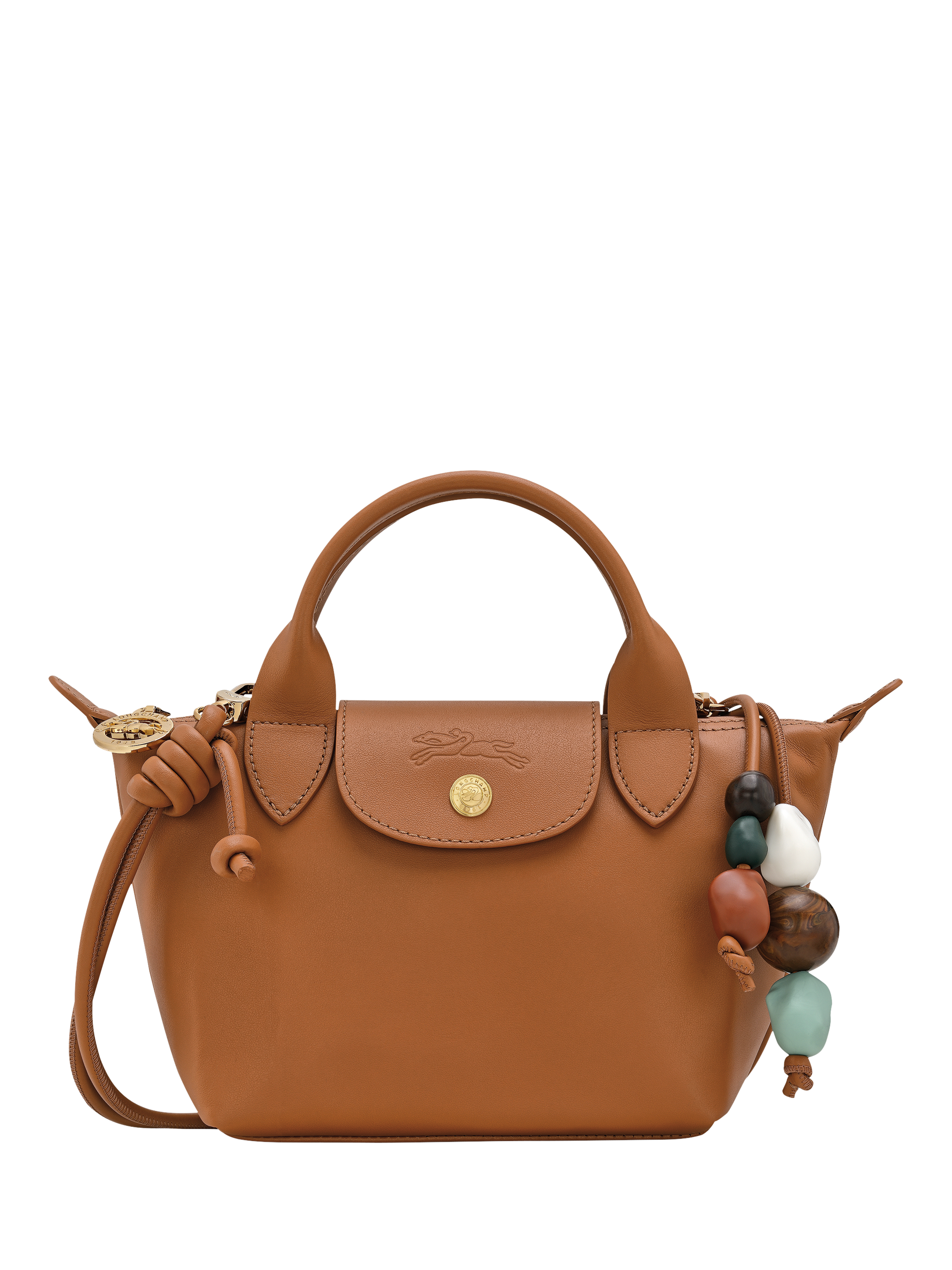 Product image 1 of 3, which shows Longchamp Le Pliage Xtra XS Leather Crossbody Bag, Cashew