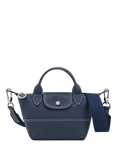 Longchamp Pliage Leather Extra Small Handbag, Navy Blue