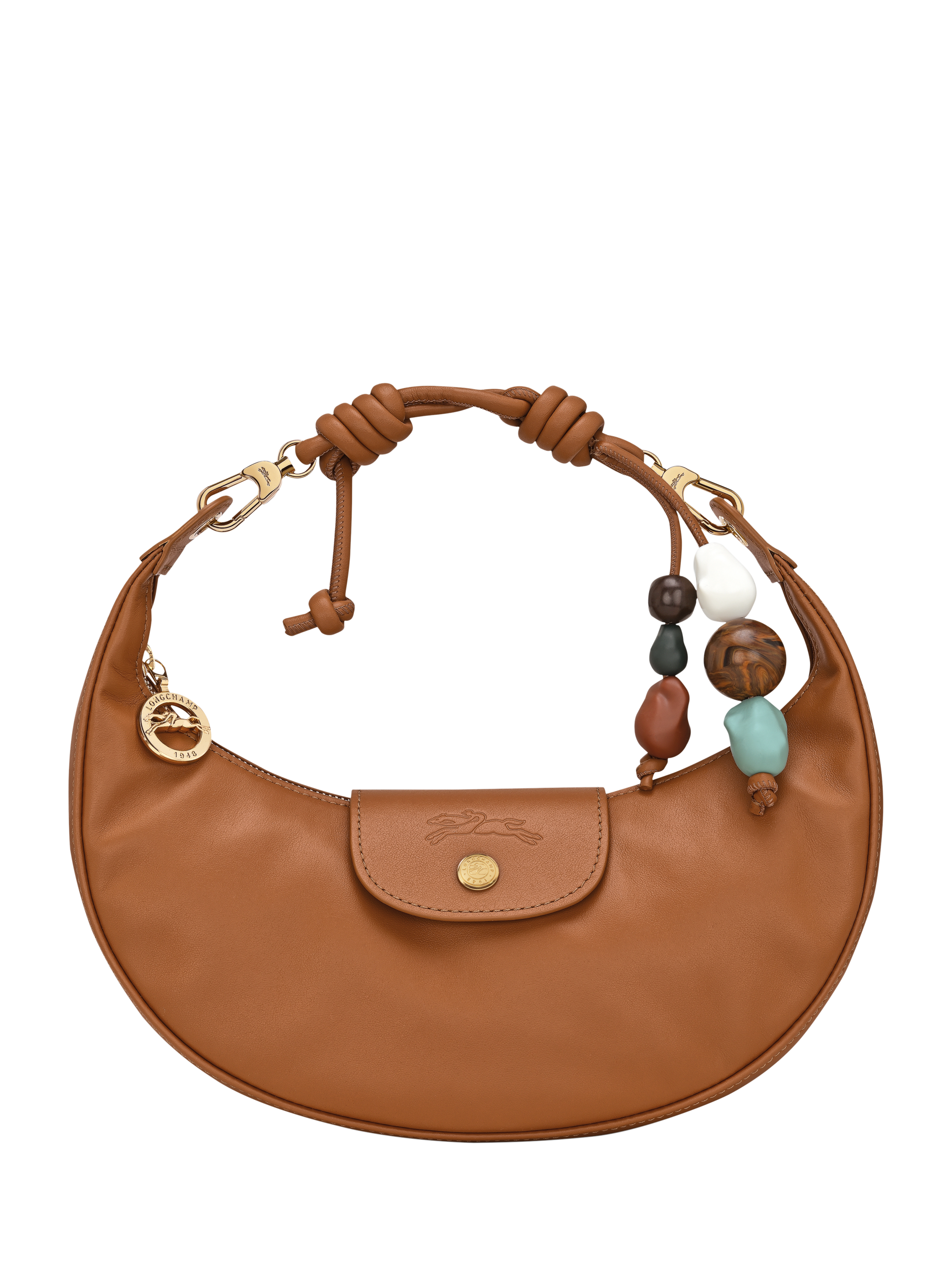 Product image 1 of 5, which shows Longchamp Pliage Xtra Moon Leather Shoulder Bag, Cashew