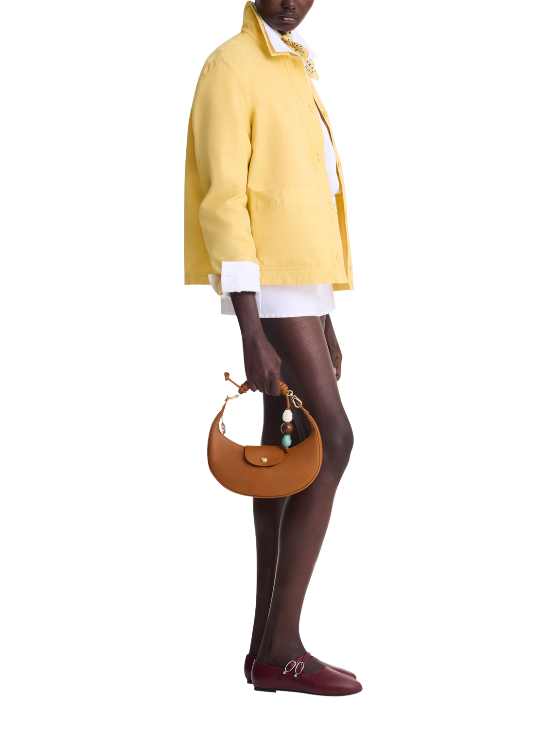 Product image 2 of 5, which shows Longchamp Pliage Xtra Moon Leather Shoulder Bag, Cashew