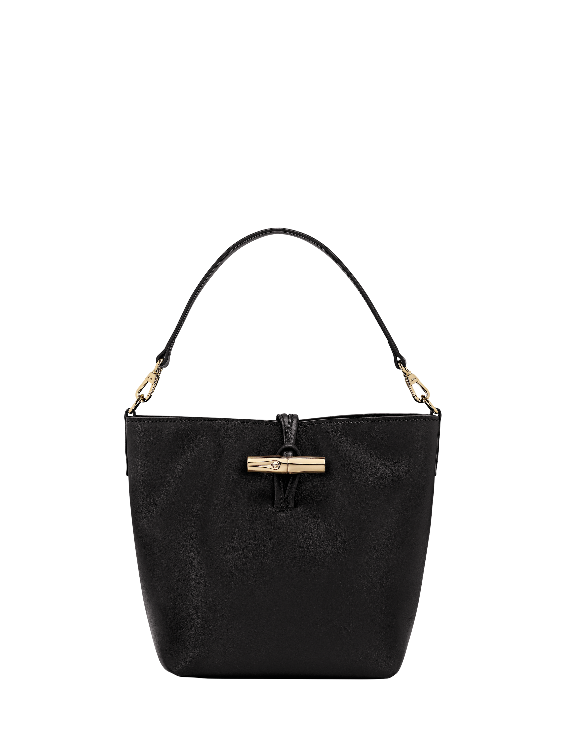 Product image 1 of 5, which shows Longchamp Roseau Leather XS Bucket Bag, Black