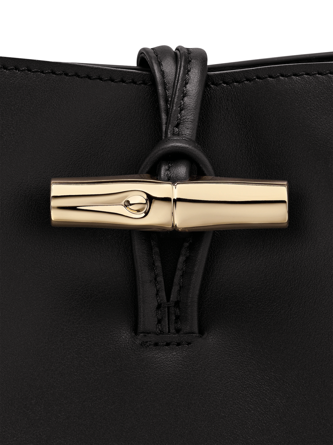 Product image 5 of 5, which shows Longchamp Roseau Leather XS Bucket Bag, Black